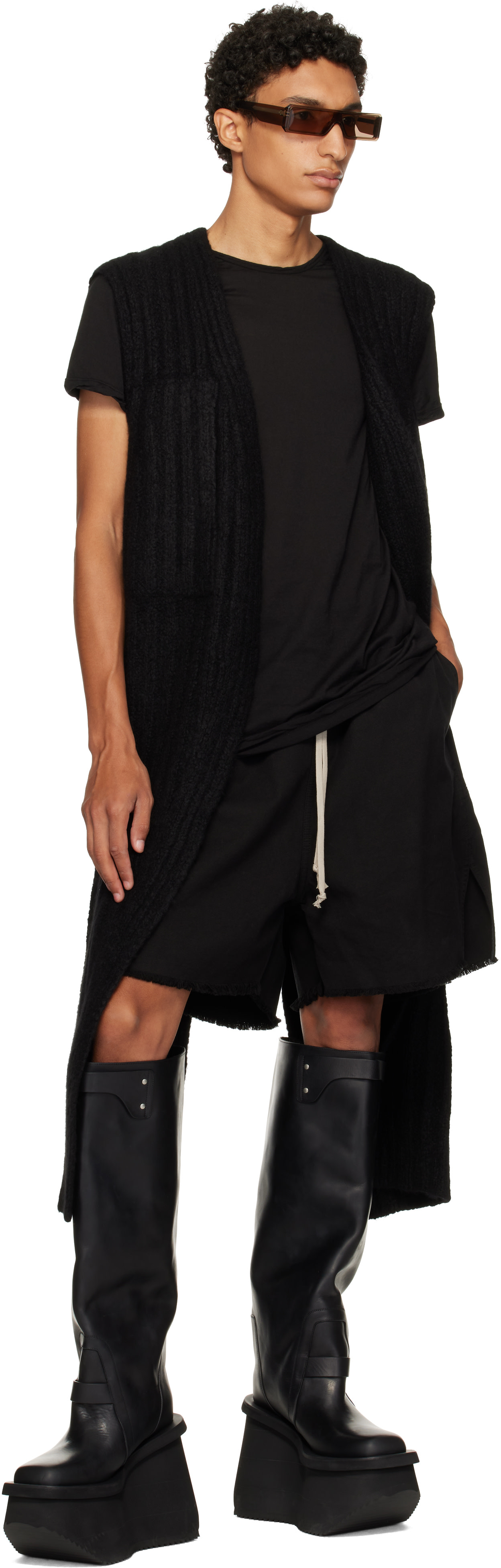 Rick Owens: Black Tower Naska Factory Knee Boots | SSENSE