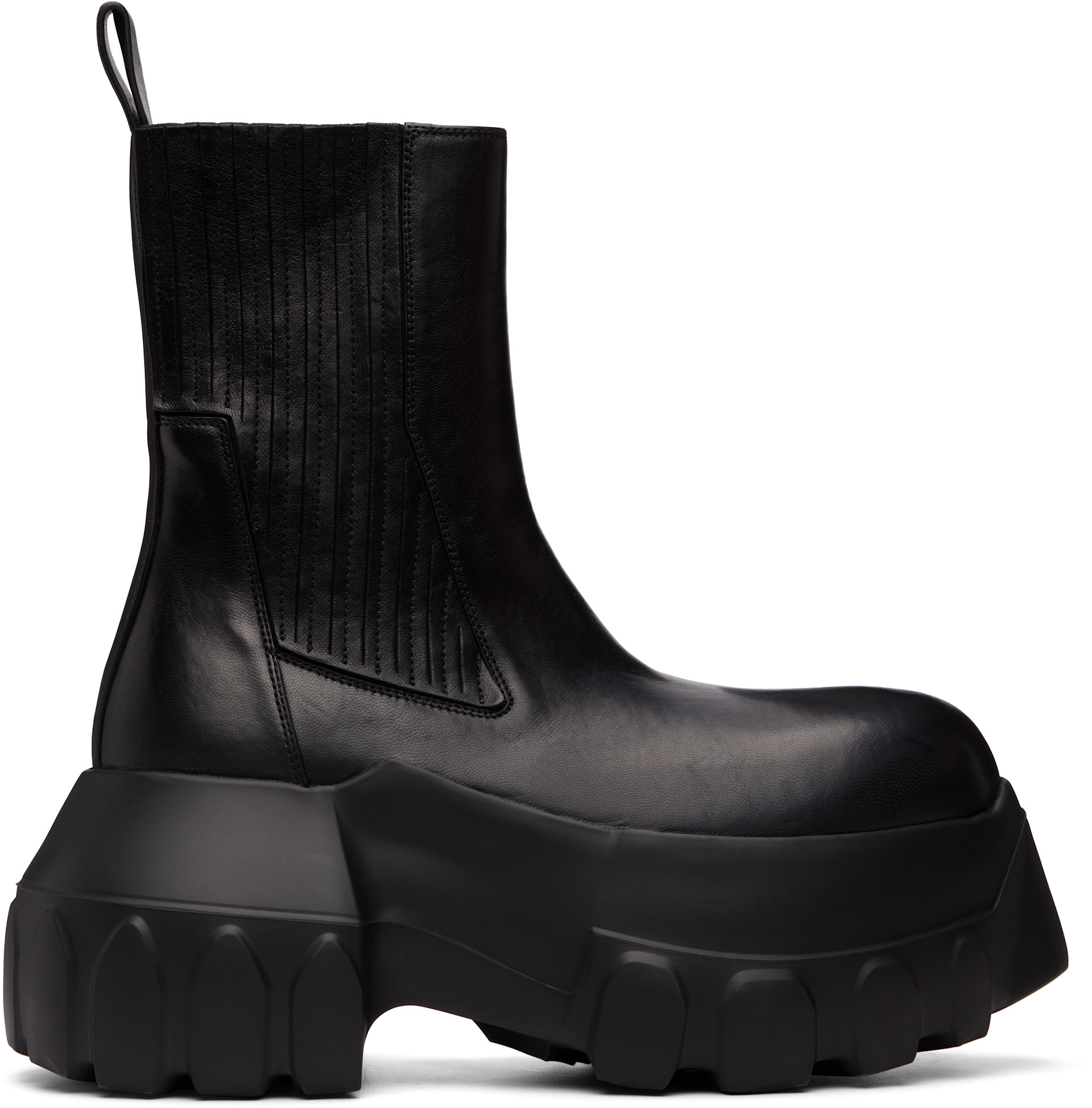 Rick Owens ２４AW BEATLE MEGA RU02D6860 Rick Owens: Black Tower Beatle Mega Tractor Chelsea Boots | SSENSE