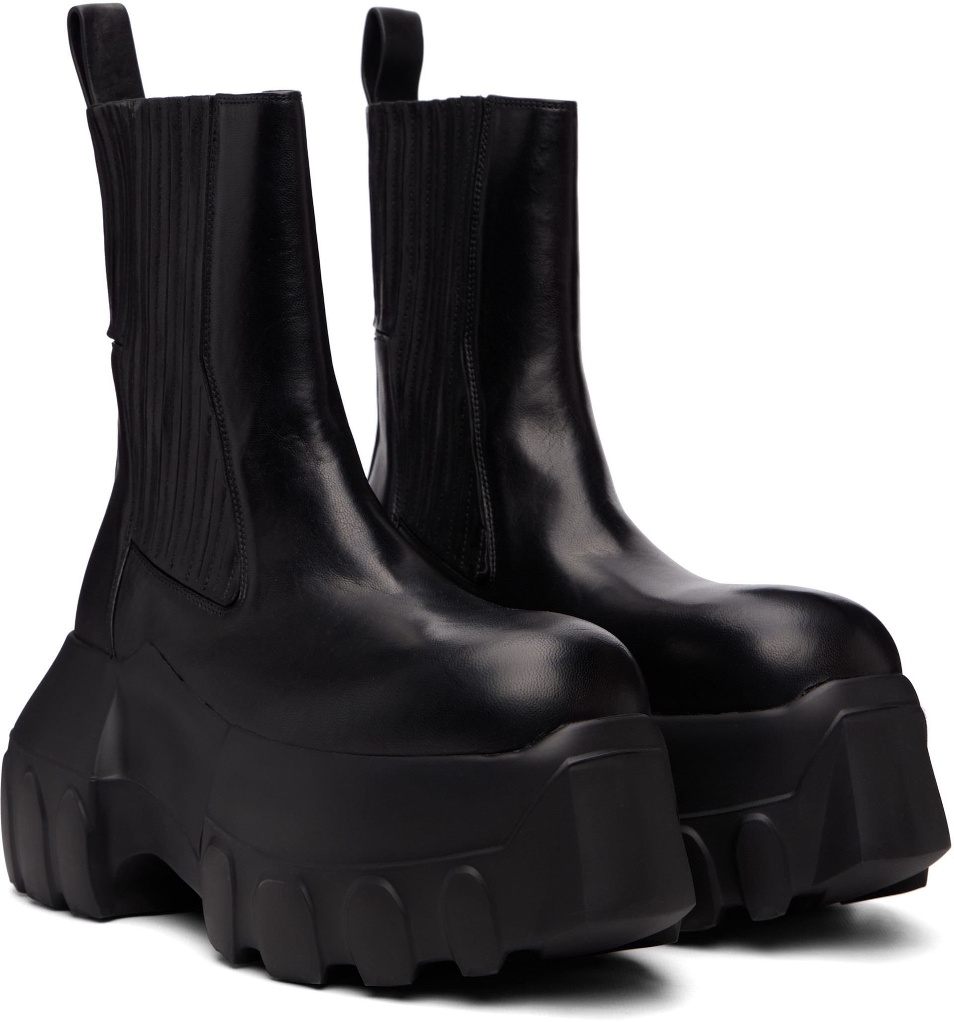 Rick Owens: Black Tower Beatle Mega Tractor Chelsea Boots | SSENSE