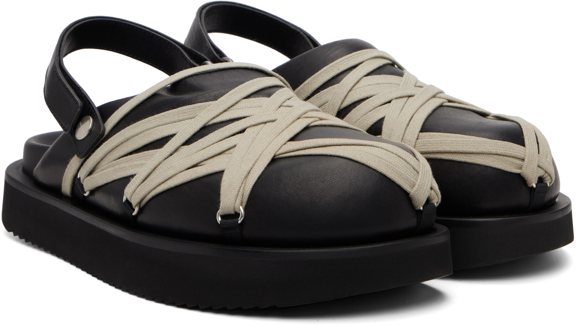 Rick Owens: Black Tower Padded Megalace Platform Loafers | SSENSE