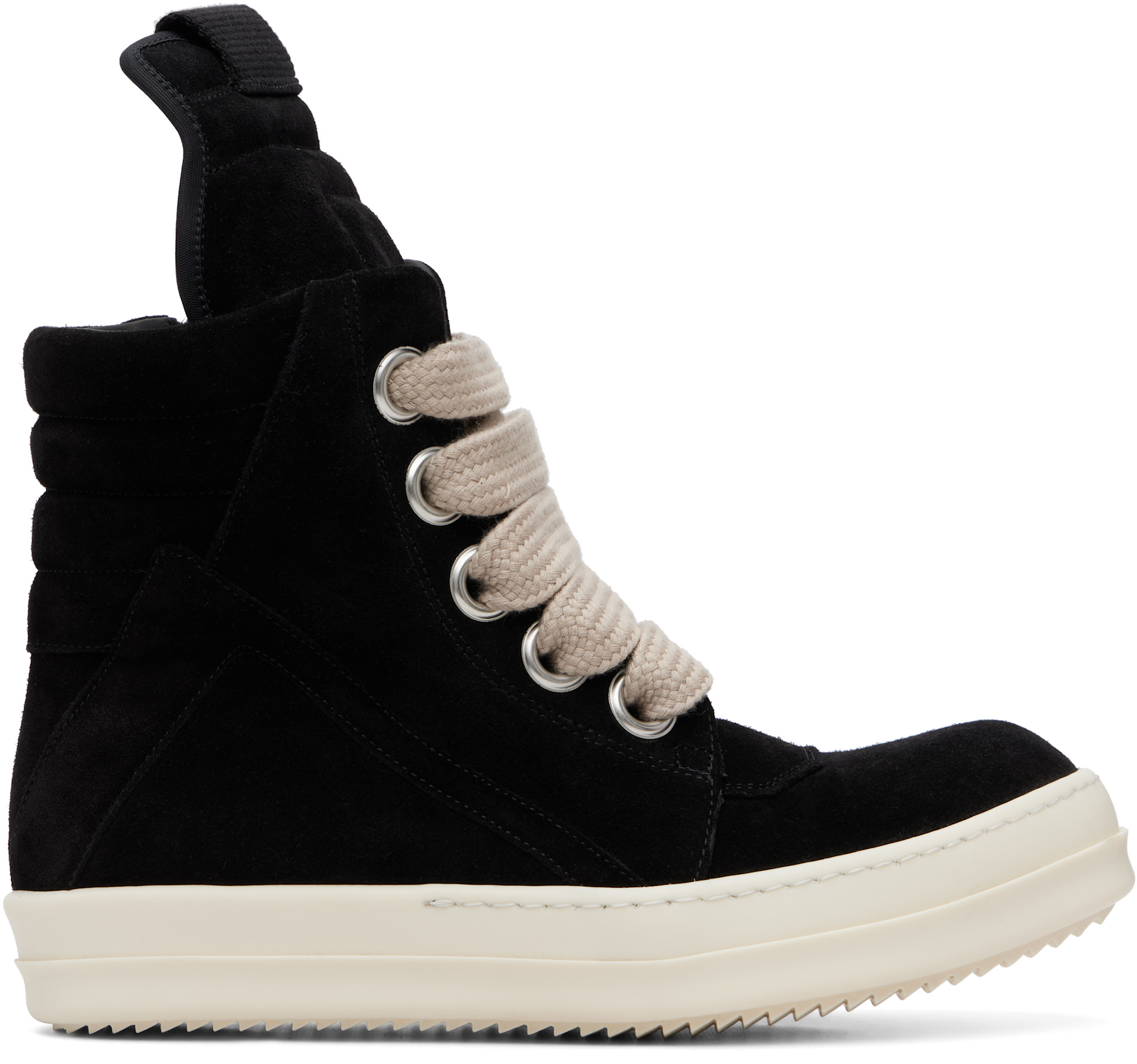 Rick Owens: Black Tower Jumbolaced Geobasket Sneakers | SSENSE