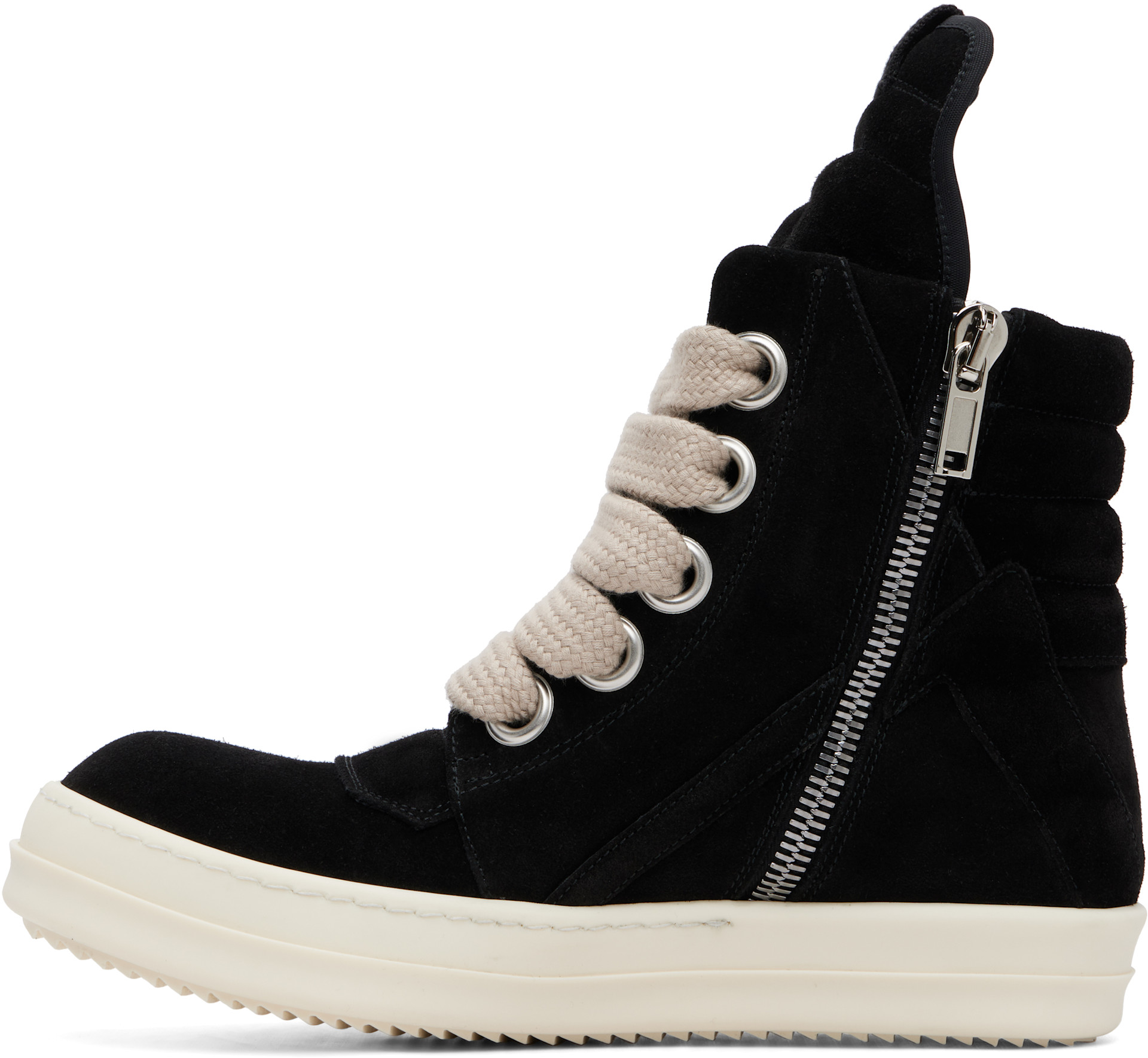 Rick Owens: Black Tower Jumbolaced Geobasket Sneakers | SSENSE