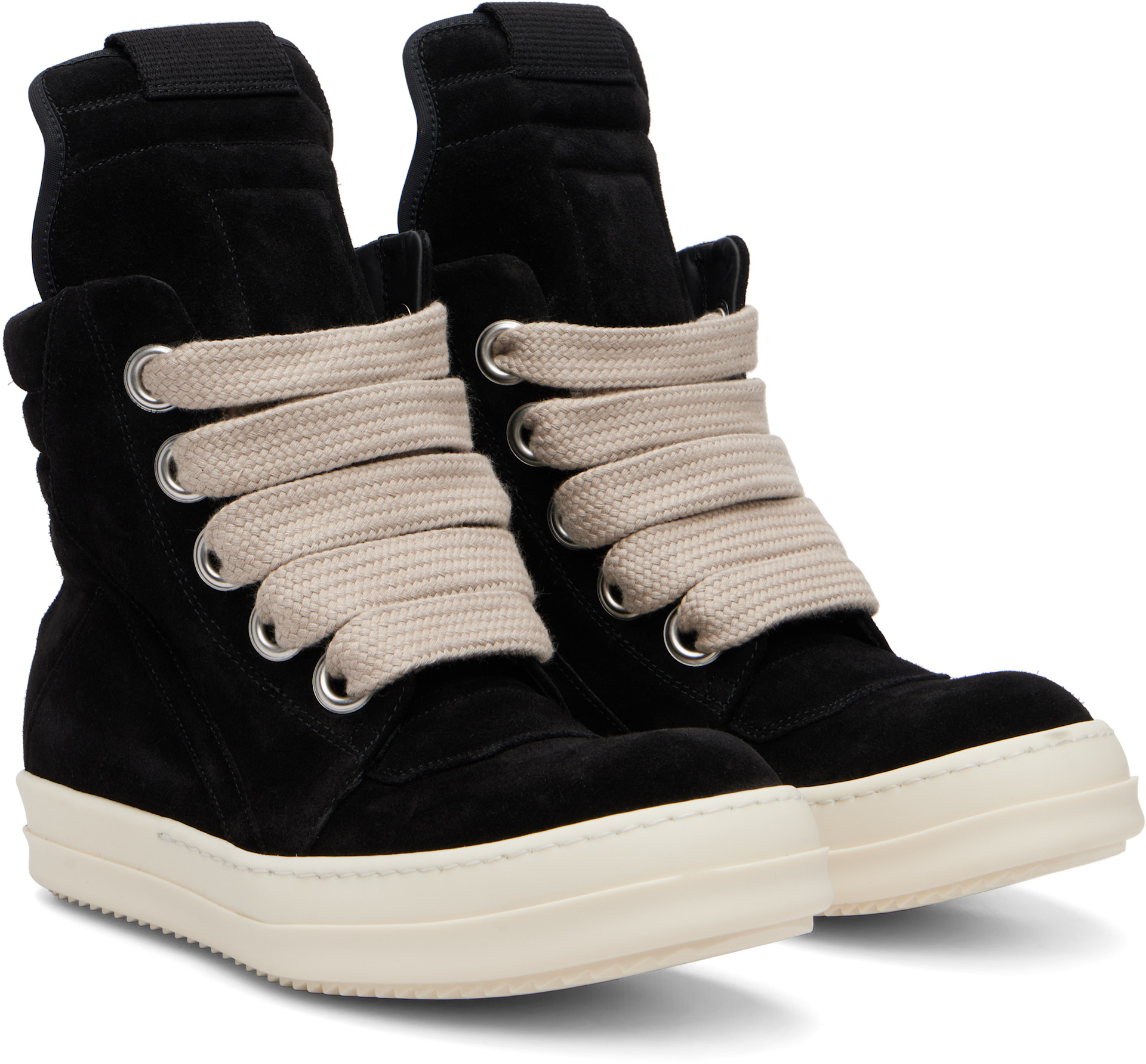 Rick Owens: Black Tower Jumbolaced Geobasket Sneakers | SSENSE