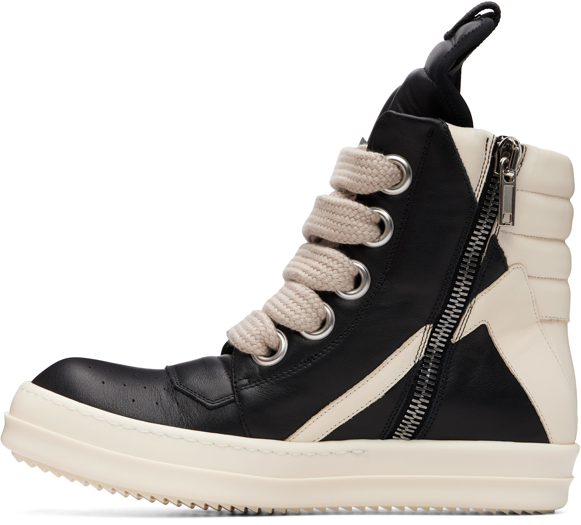 Rick Owens: Black Tower Jumbolaced Geobasket Sneakers | SSENSE