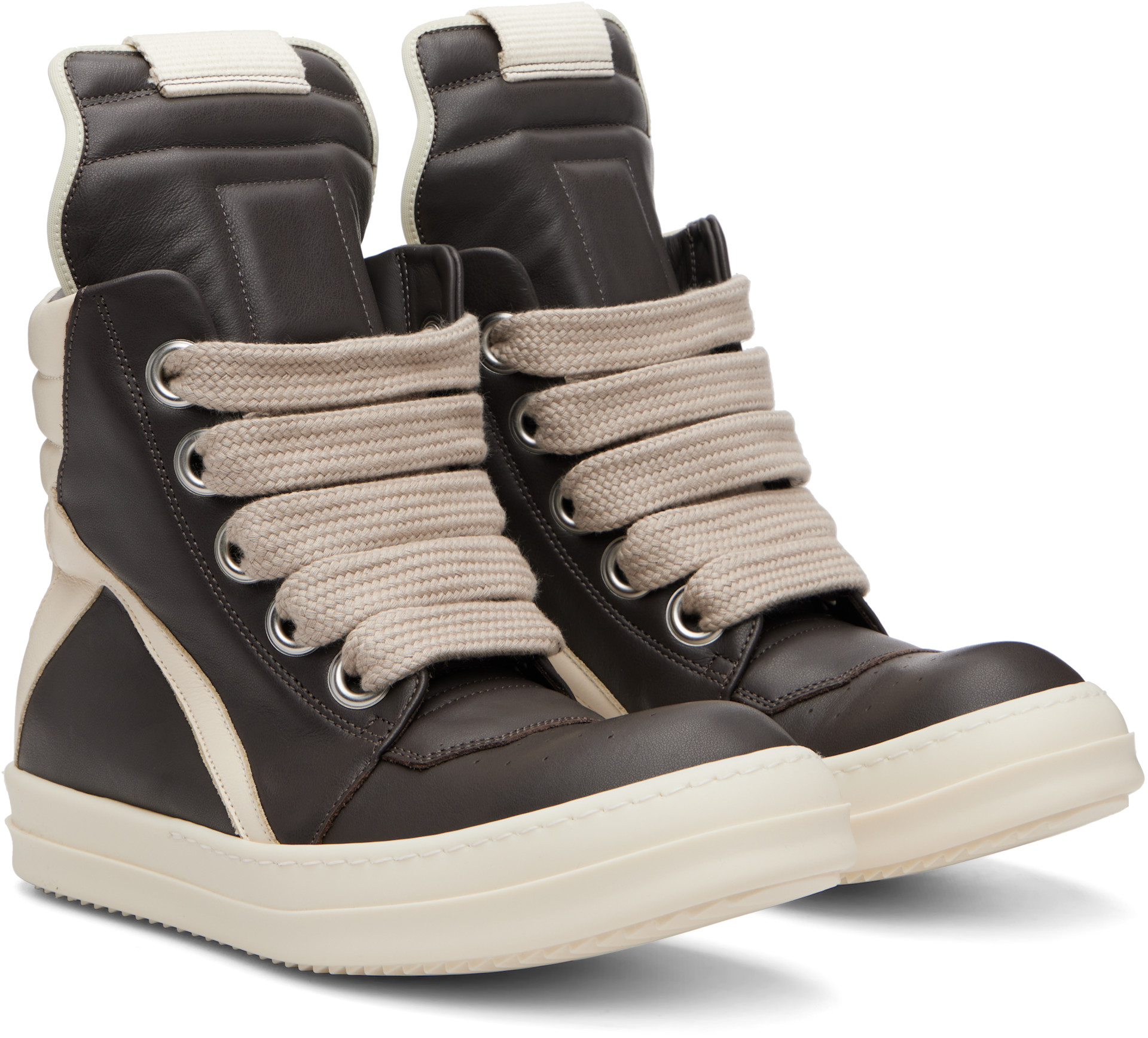 Rick Owens: Gray Tower Jumbolaced Geobasket Sneakers | SSENSE