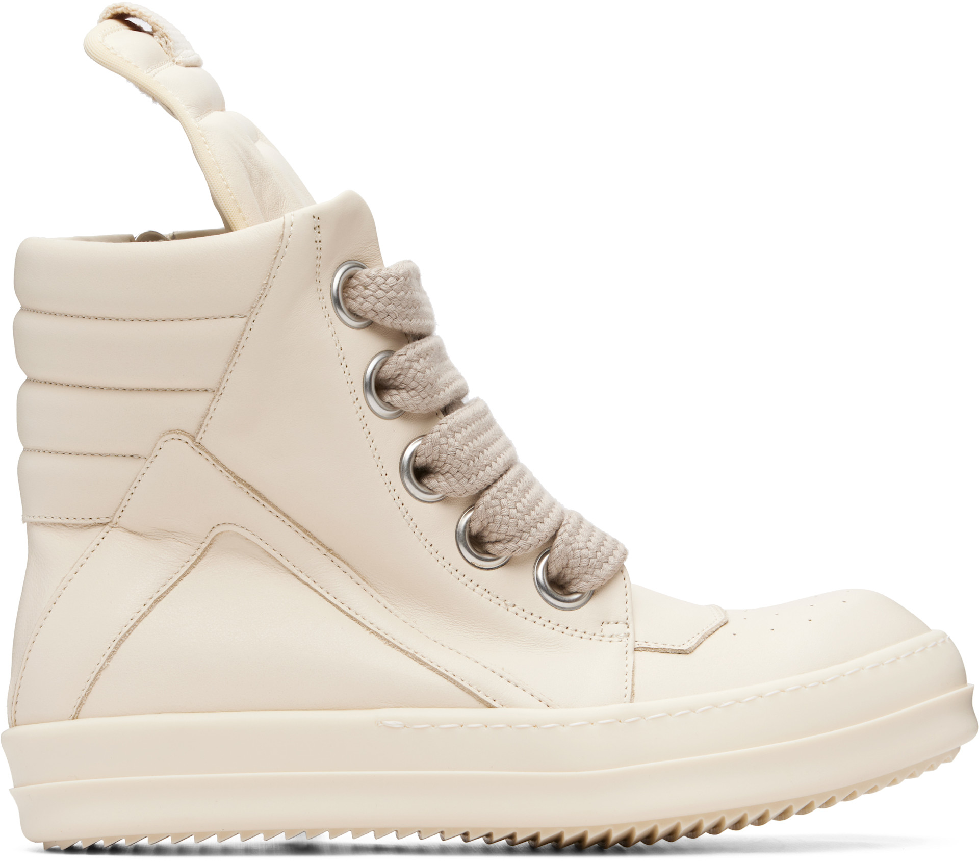 Rick Owens: Off-White Tower Jumbolaced Geobasket Sneakers | SSENSE