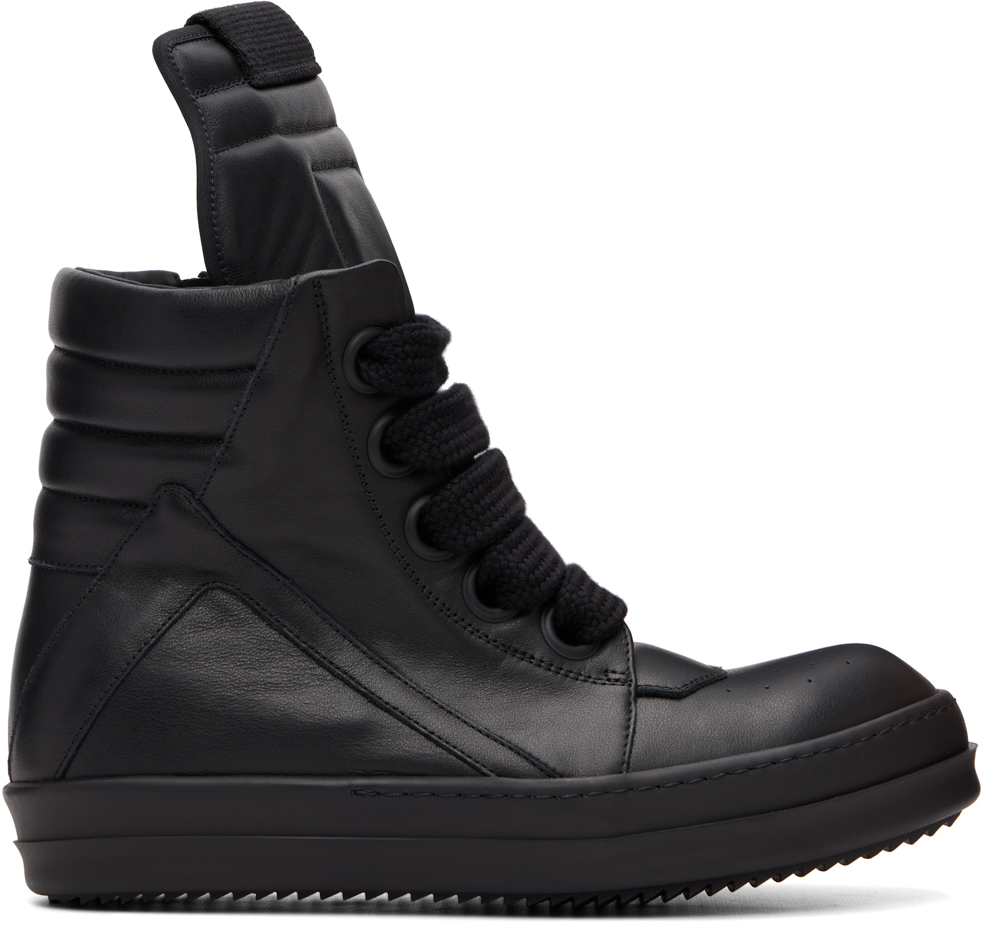 Rick Owens: Black Tower Jumbolace Geobasket Sneakers | SSENSE
