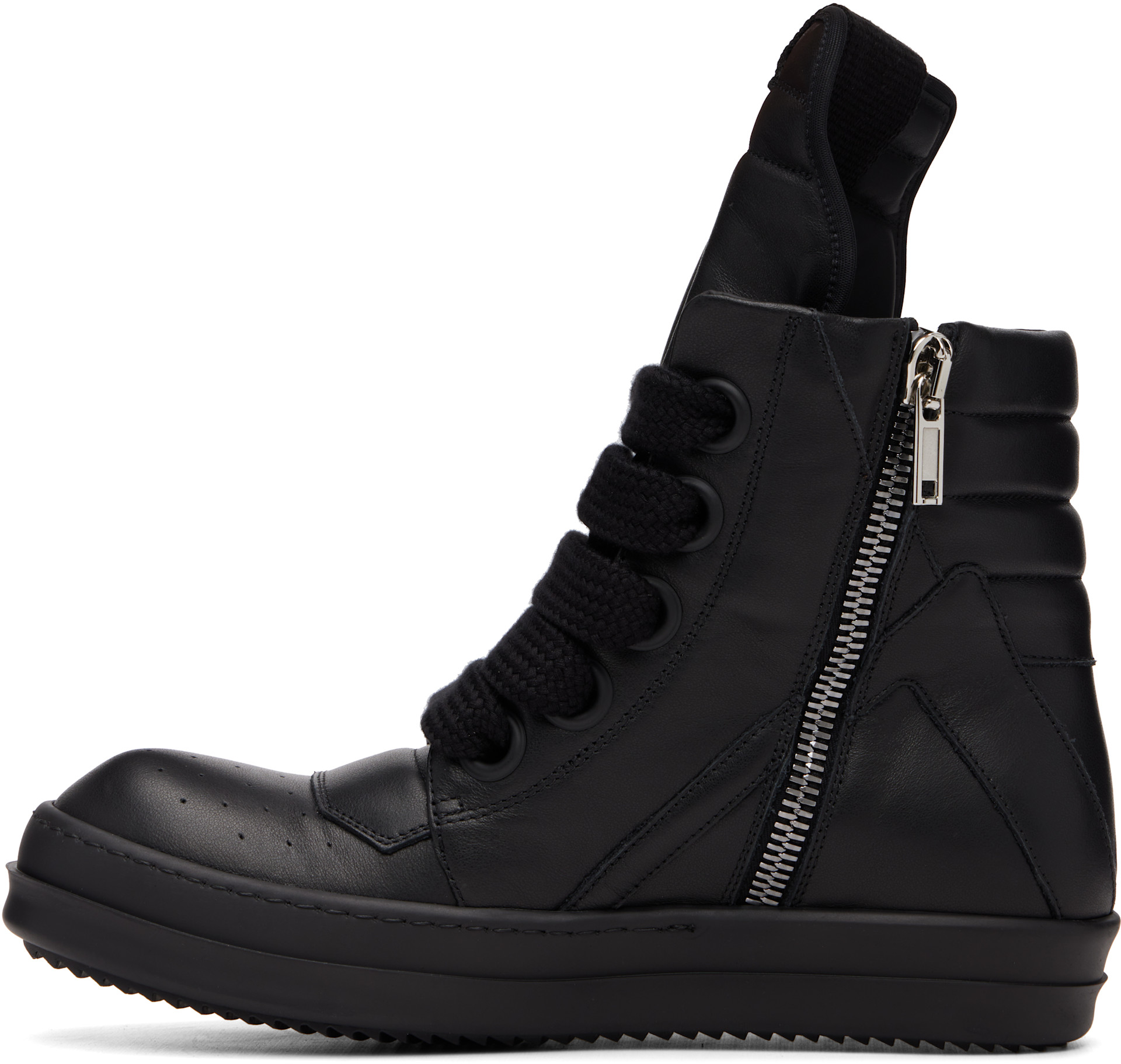 Rick Owens: Black Tower Jumbolace Geobasket Sneakers | SSENSE