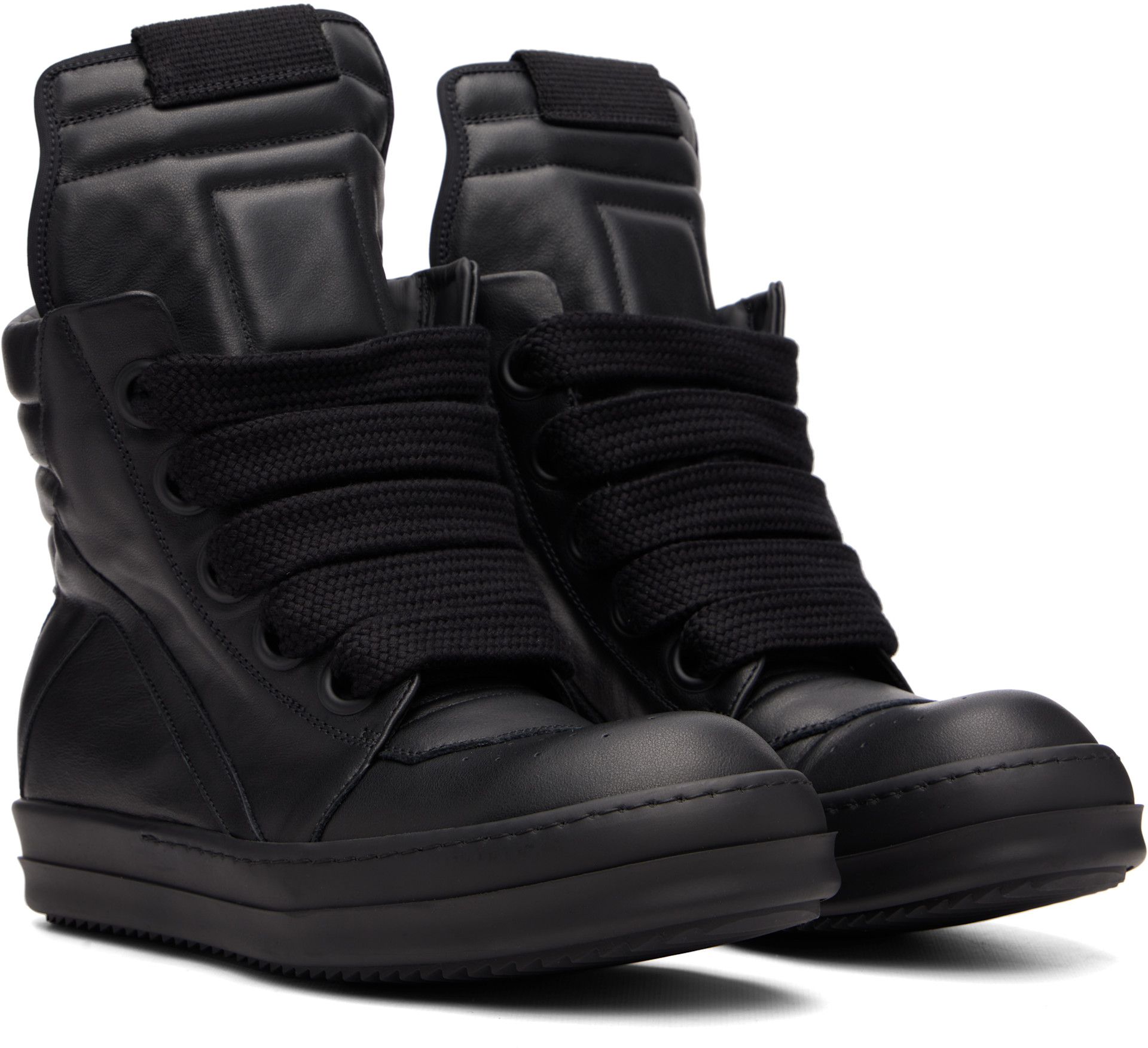 Rick Owens: Black Tower Jumbolace Geobasket Sneakers | SSENSE