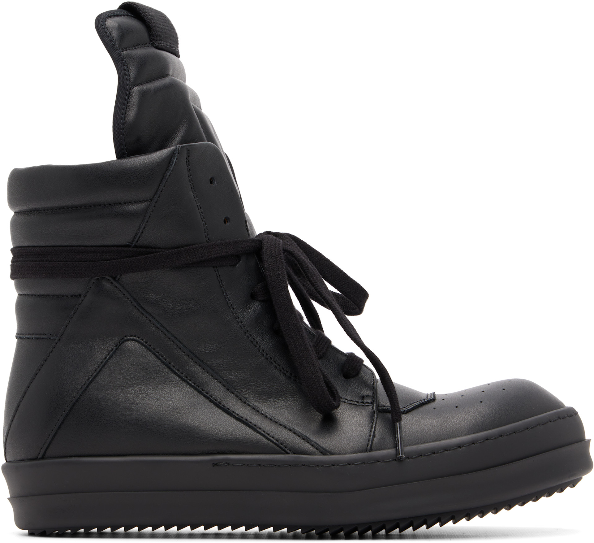 Rick Owens: Black Tower Geobasket Sneakers | SSENSE Canada