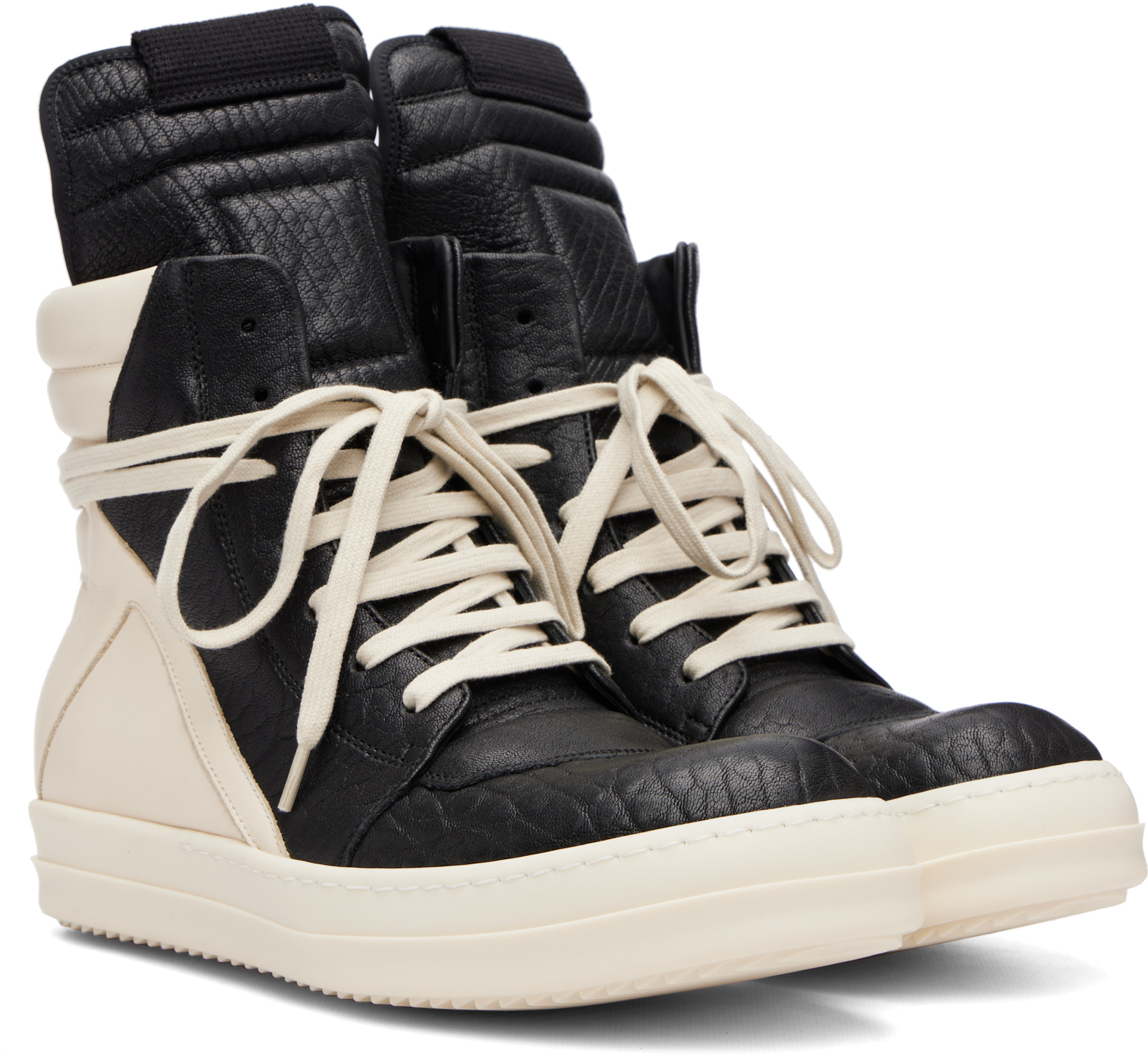 Rick Owens: ブラック＆オフホワイト Tower Geobasket スニーカー