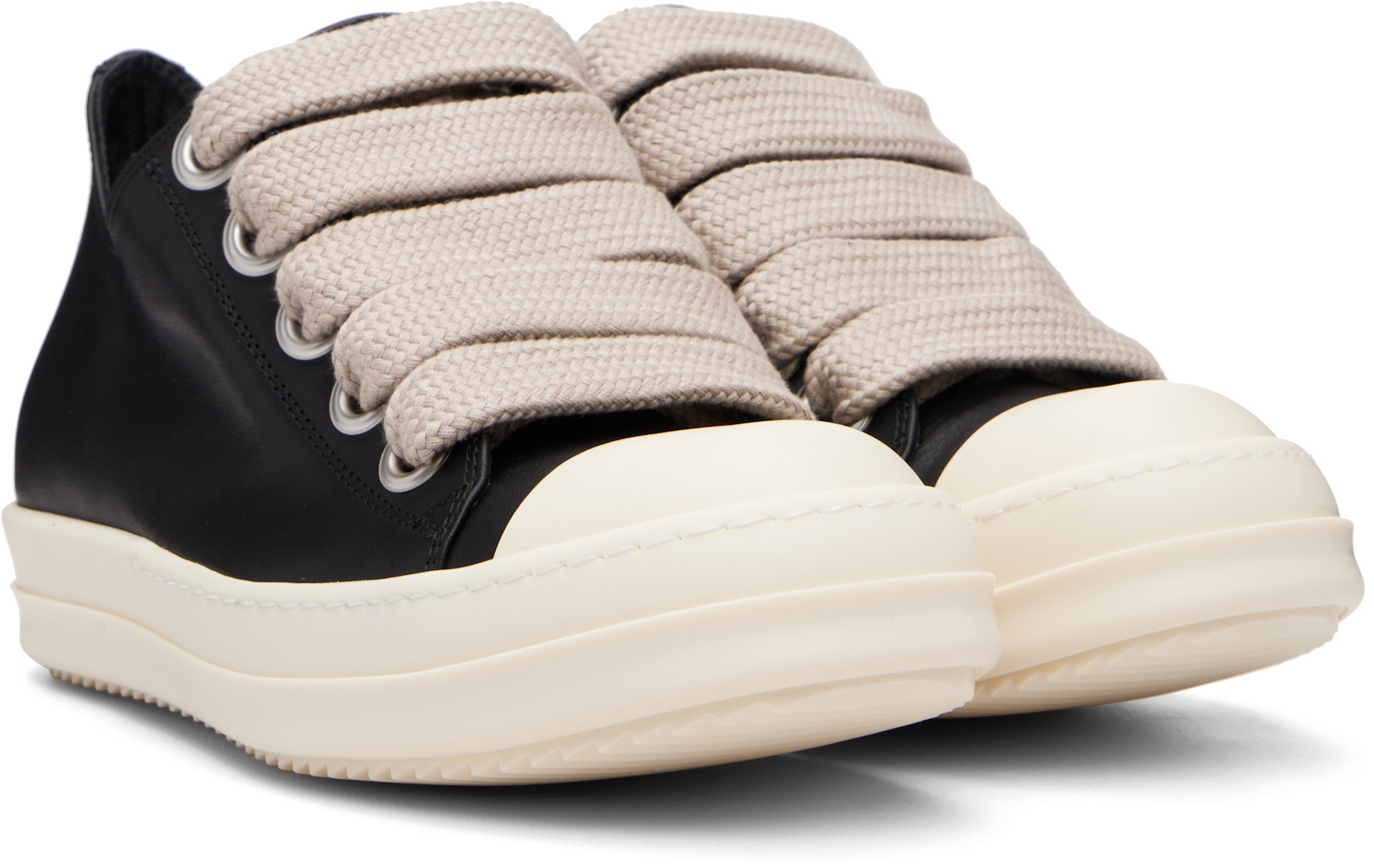 Rick Owens: Black Tower Jumbolaced Low Sneaks Sneakers | SSENSE