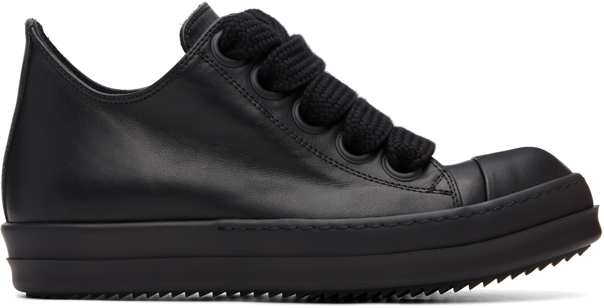 Rick Owens: Black Tower Jumbolace Low Sneaks Sneakers | SSENSE