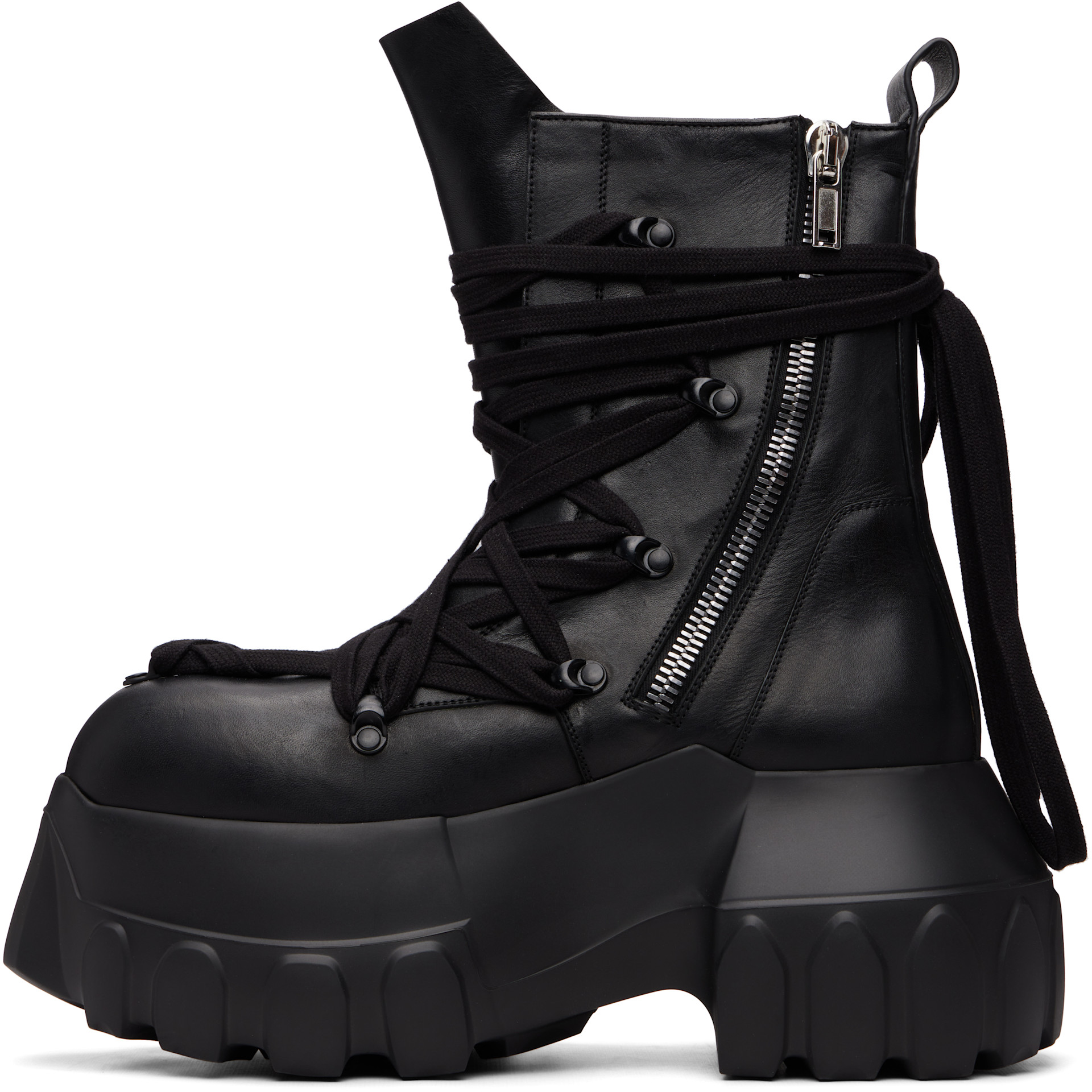 Rick Owens: Black Tower Megalace Mega Tractor Boots | SSENSE Japan