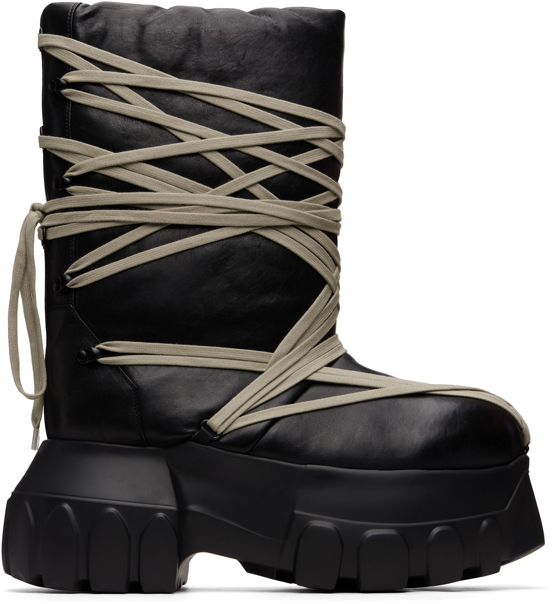 Rick Owens: Black Tower Megalace Tractor Boots | SSENSE Australia