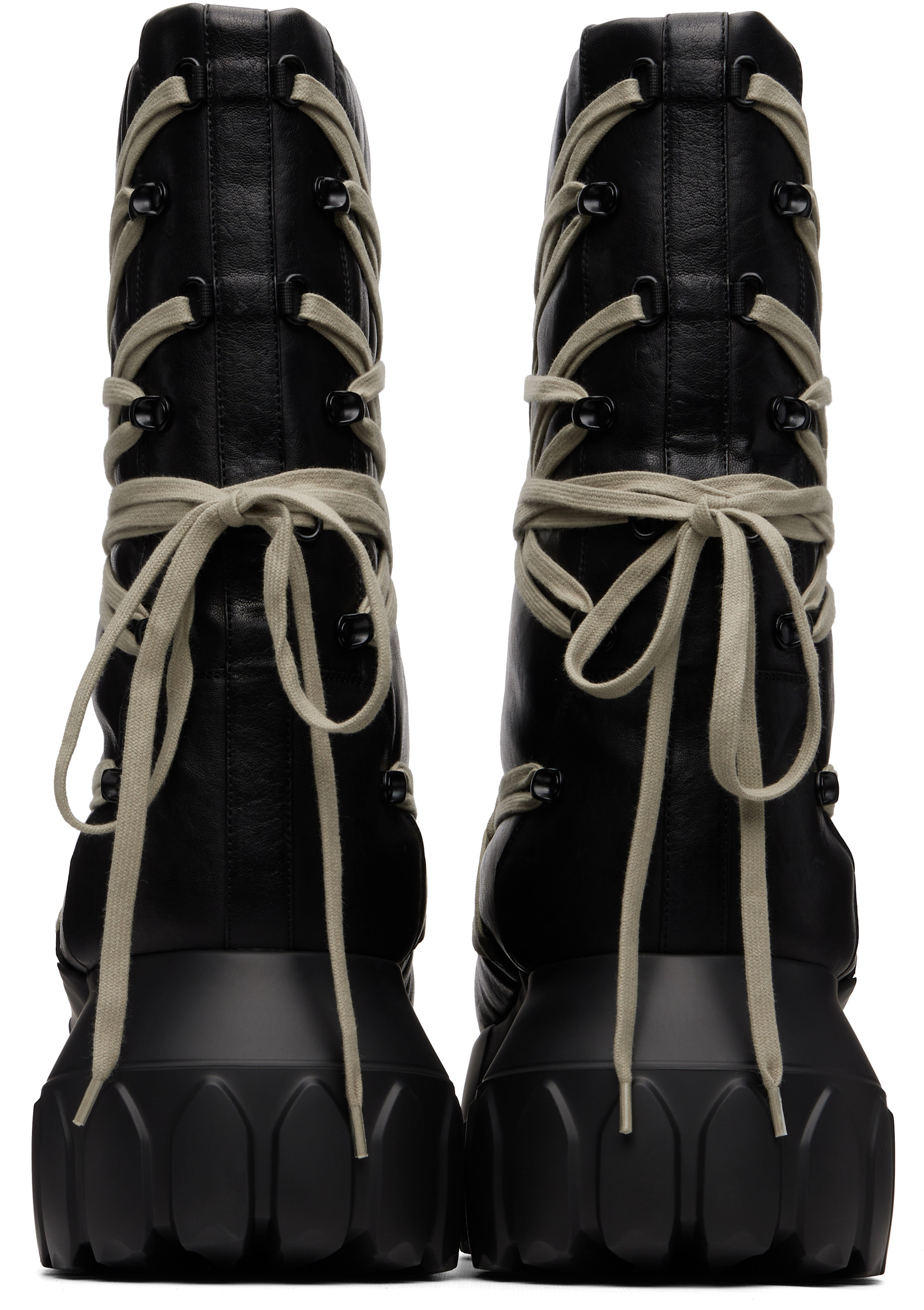 Rick Owens: ブラック Tower Megalace Tractor ブーツ | SSENSE 日本
