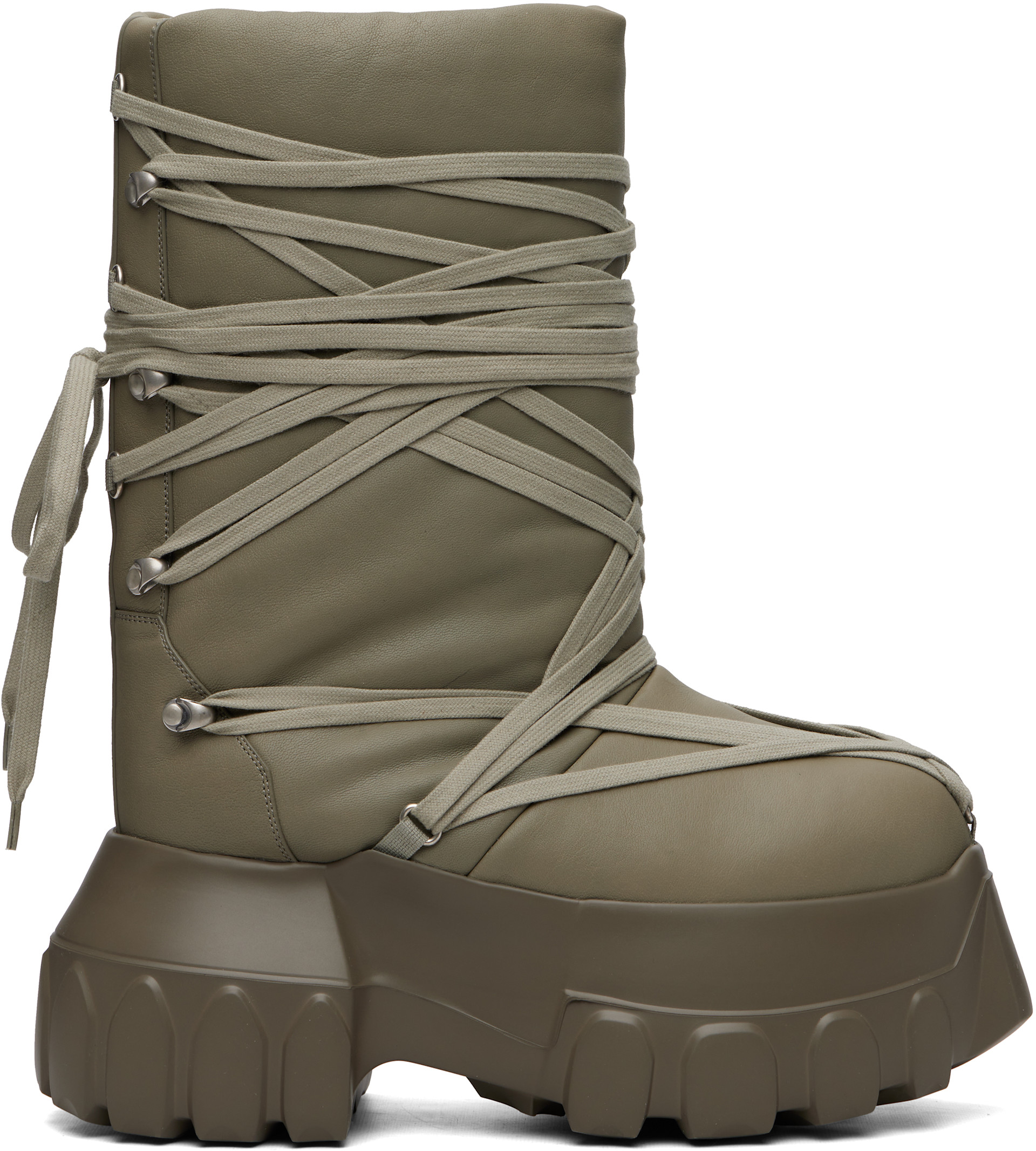 Rick Owens: トープ Tower Megalace Lunar Mega Tractor ブーツ 