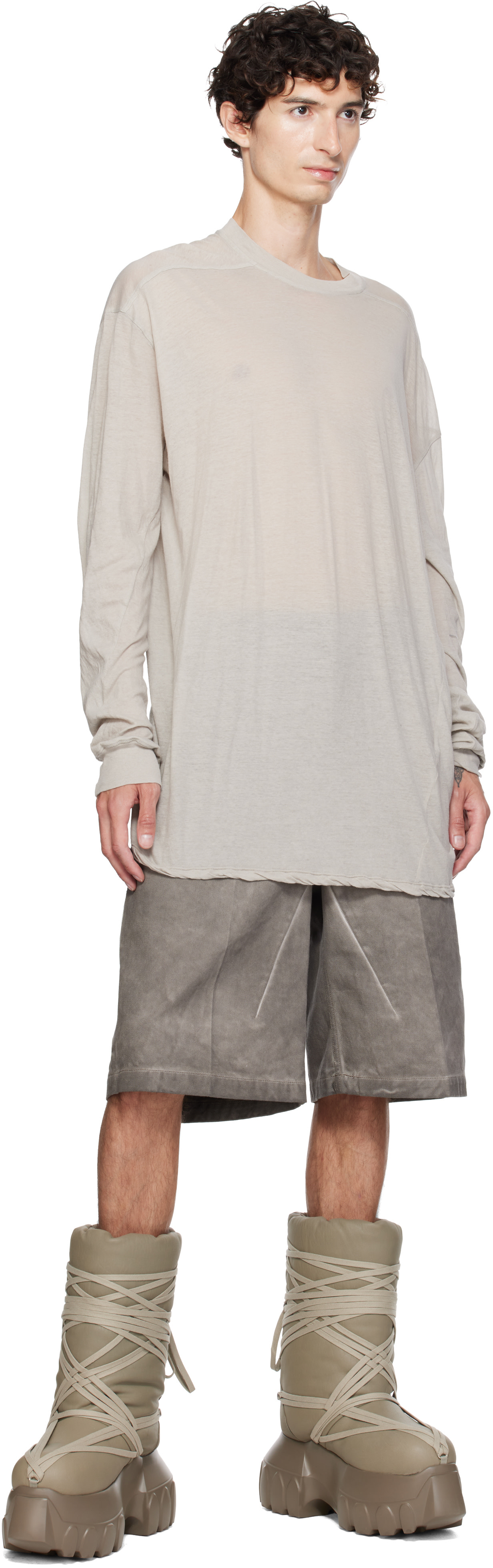 Rick Owens: トープ Tower Megalace Lunar Mega Tractor ブーツ