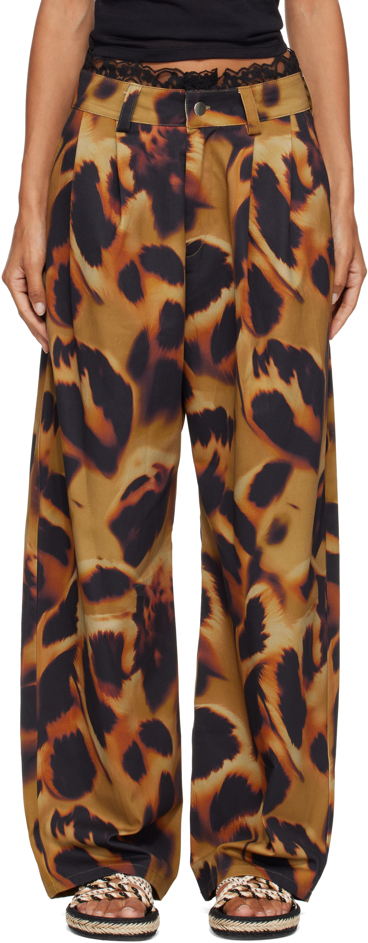 Collina Strada: Tan Lace Catchfly Trousers | SSENSE Canada