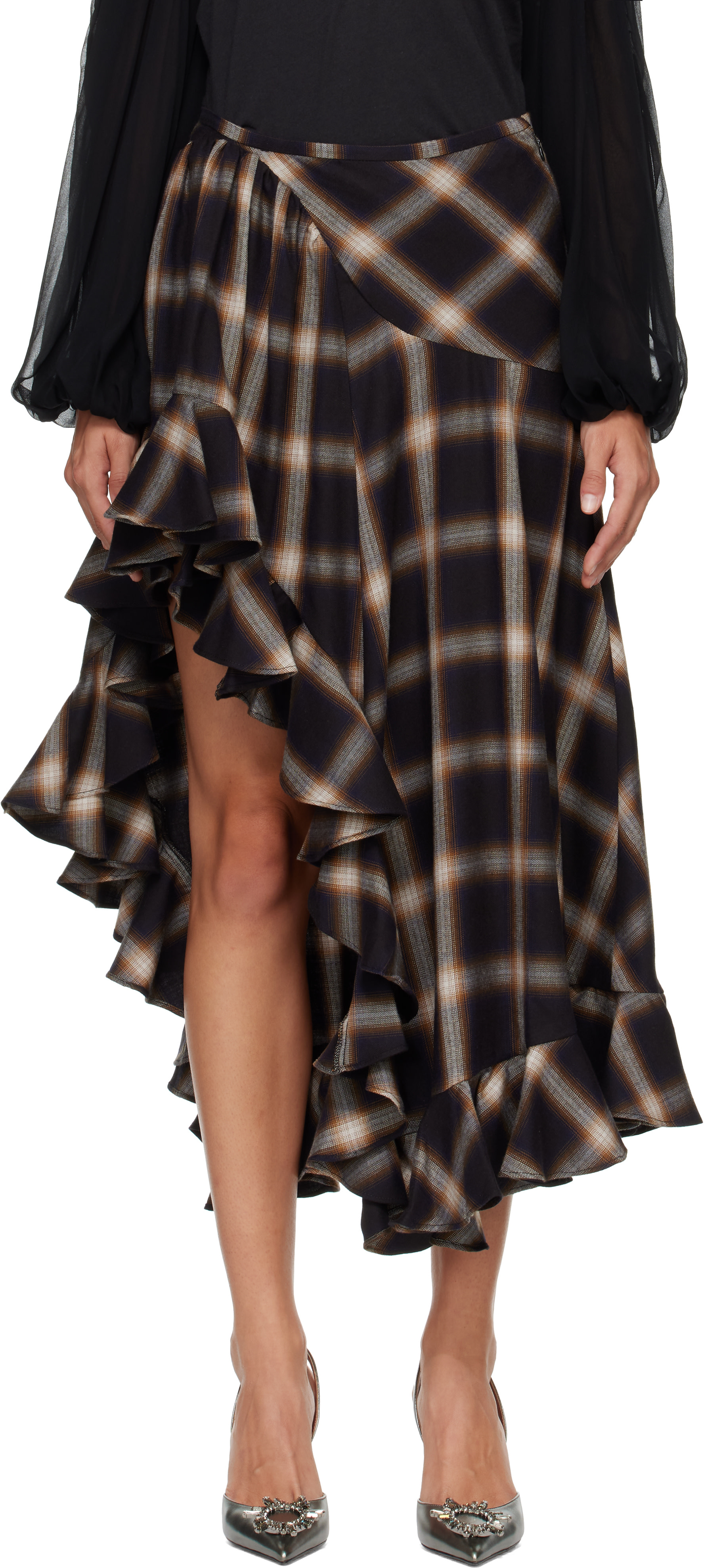 COLLINA STRADA スカート Collina Strada: Black Florist Midi Skirt | SSENSE