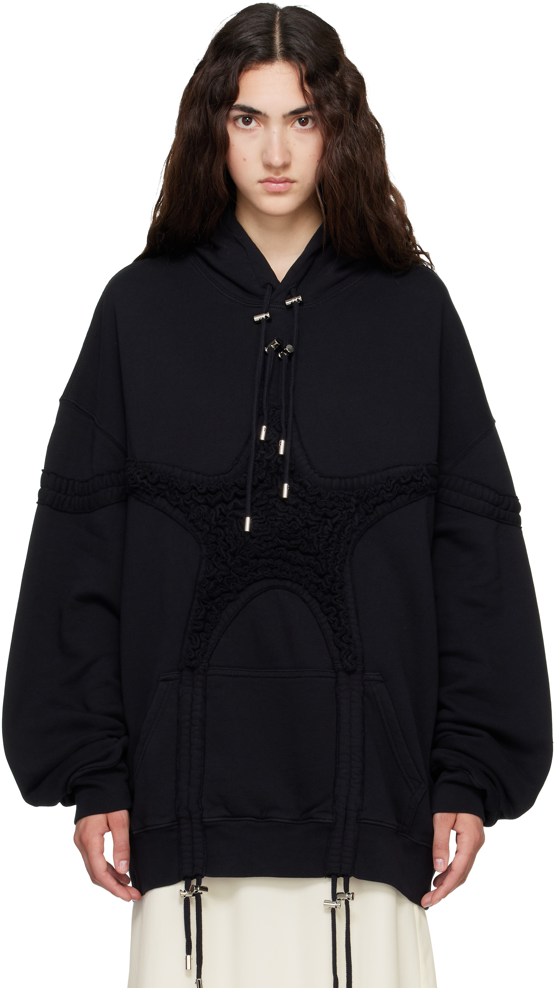 Collina Strada - Pull à capuche noir à appliqué d'étoile