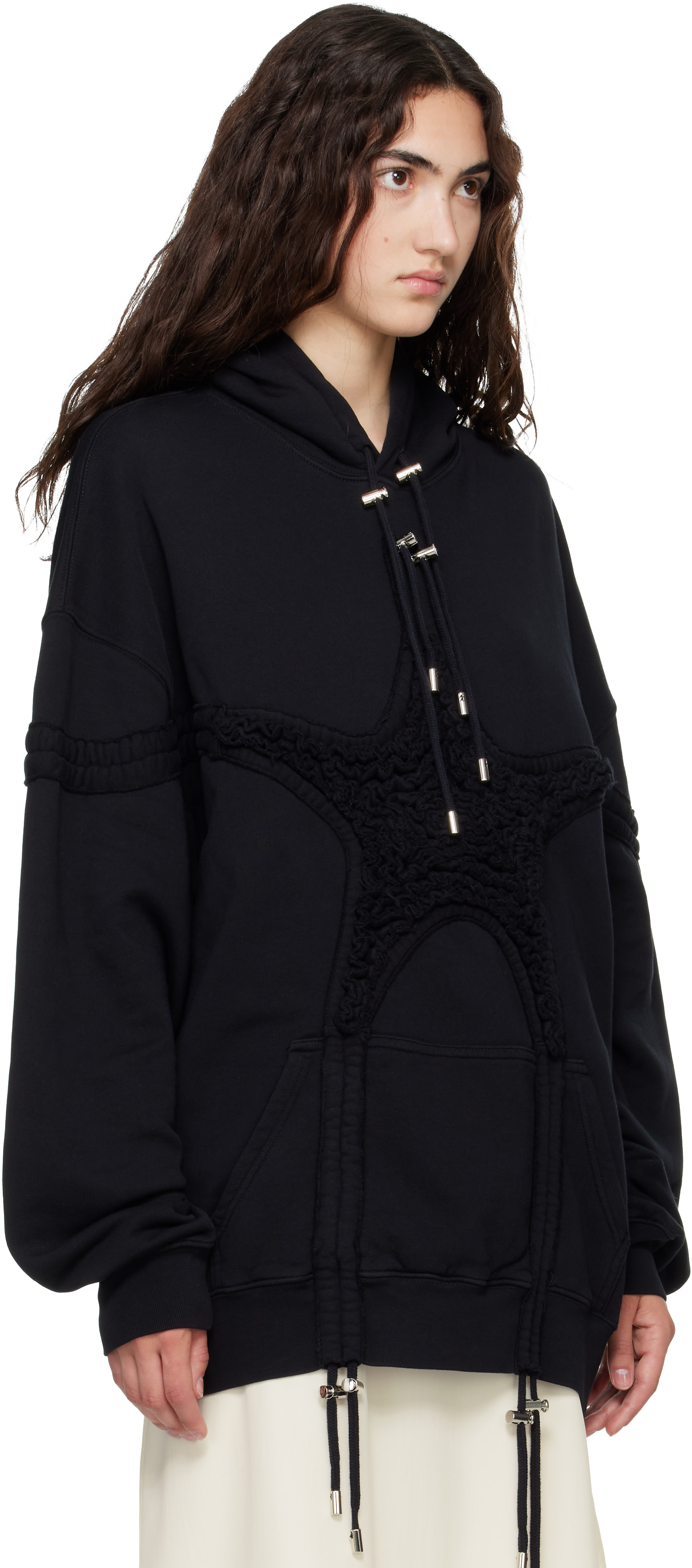 Collina Strada - Pull à capuche noir à appliqué d'étoile