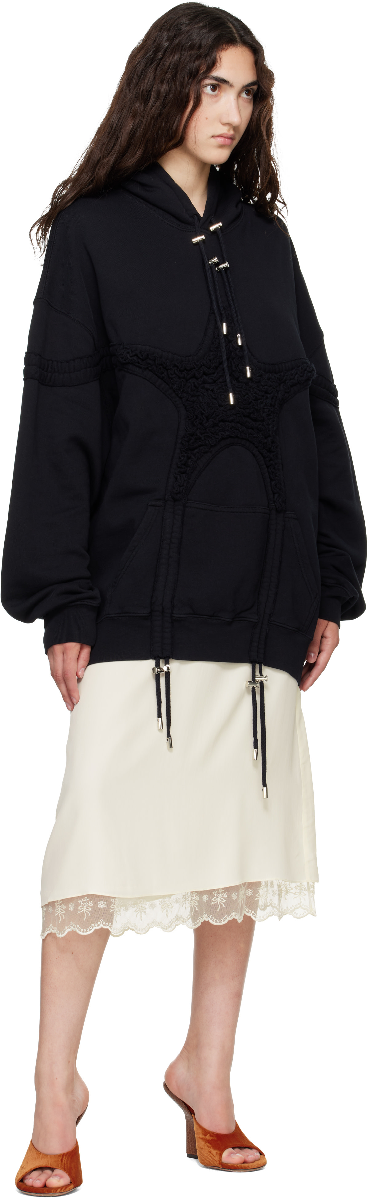 Collina Strada - Pull à capuche noir à appliqué d'étoile