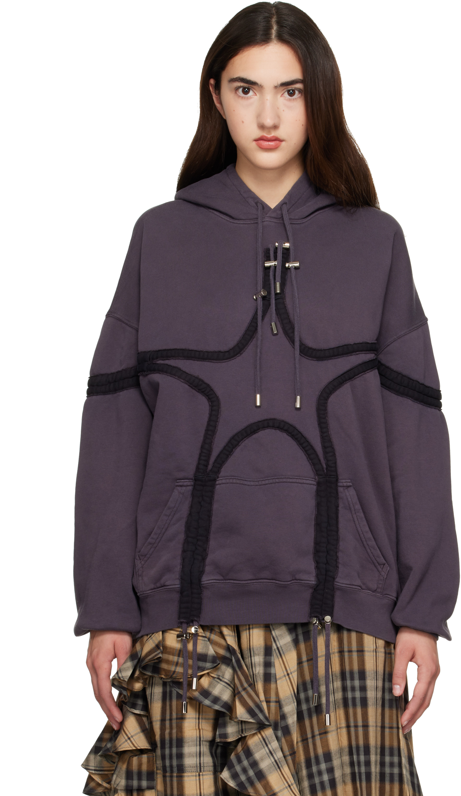 Collina Strada - Pull à capuche gris à appliqué d'étoile