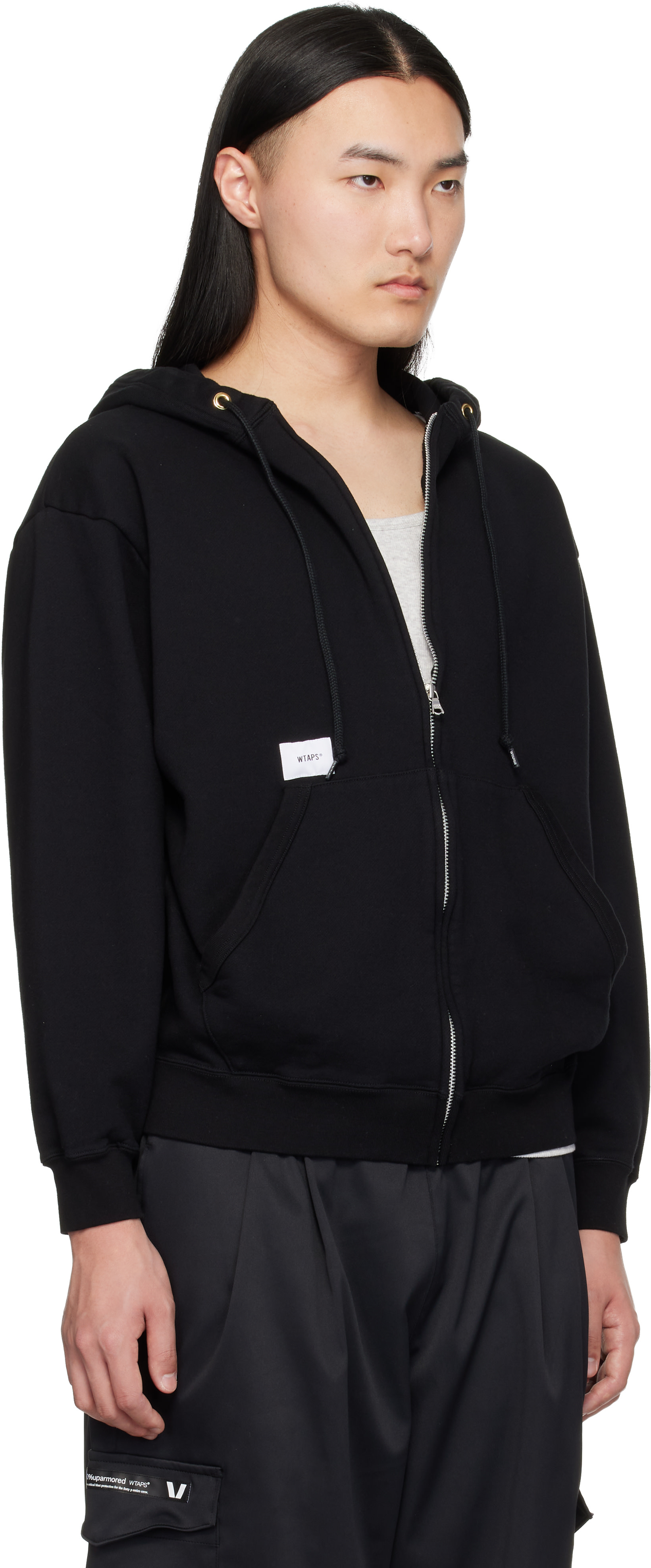 WTAPS: Black Throwdy Zip Hoodie | SSENSE United Kingdom