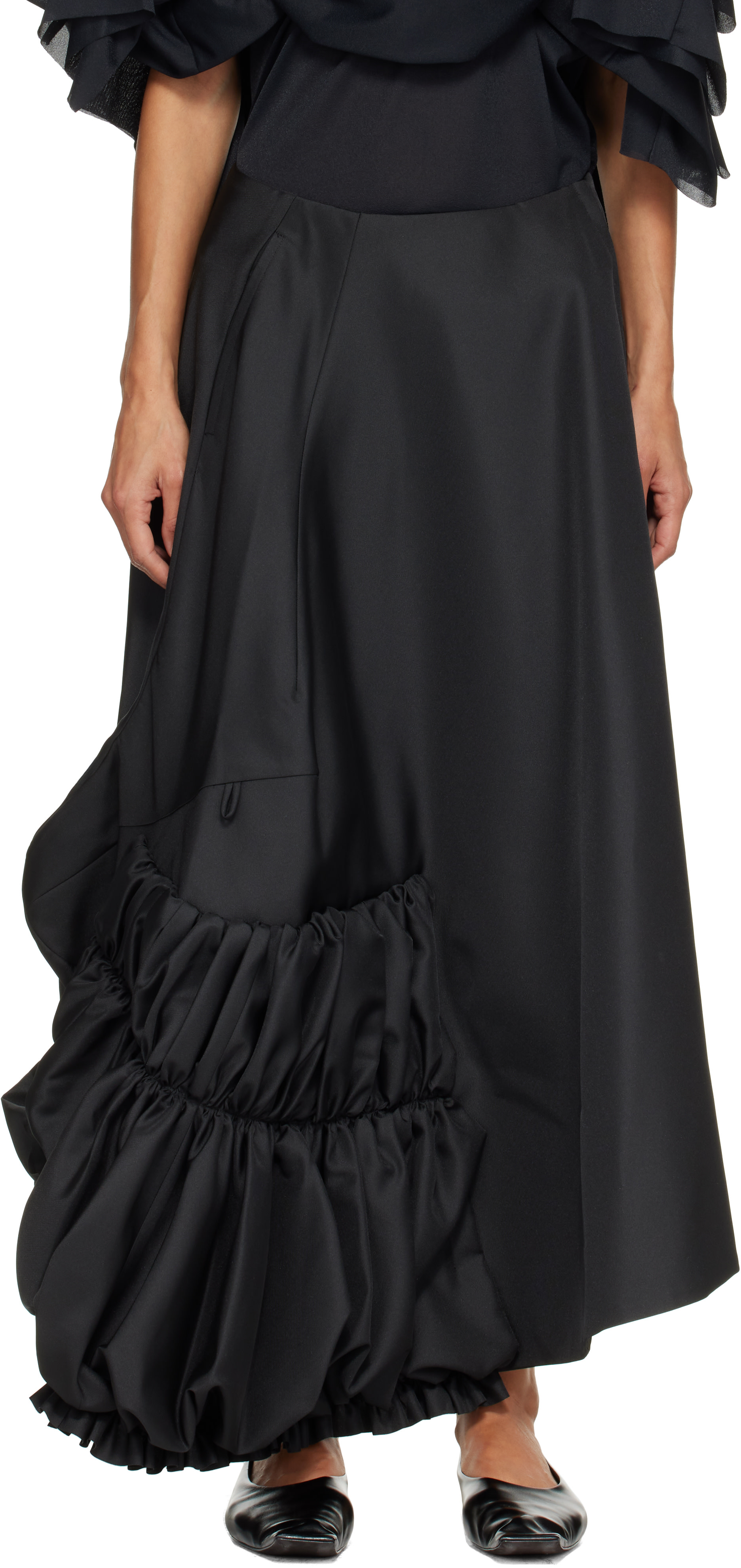 Comme des Garçons: Black Twill Midi Skirt | SSENSE