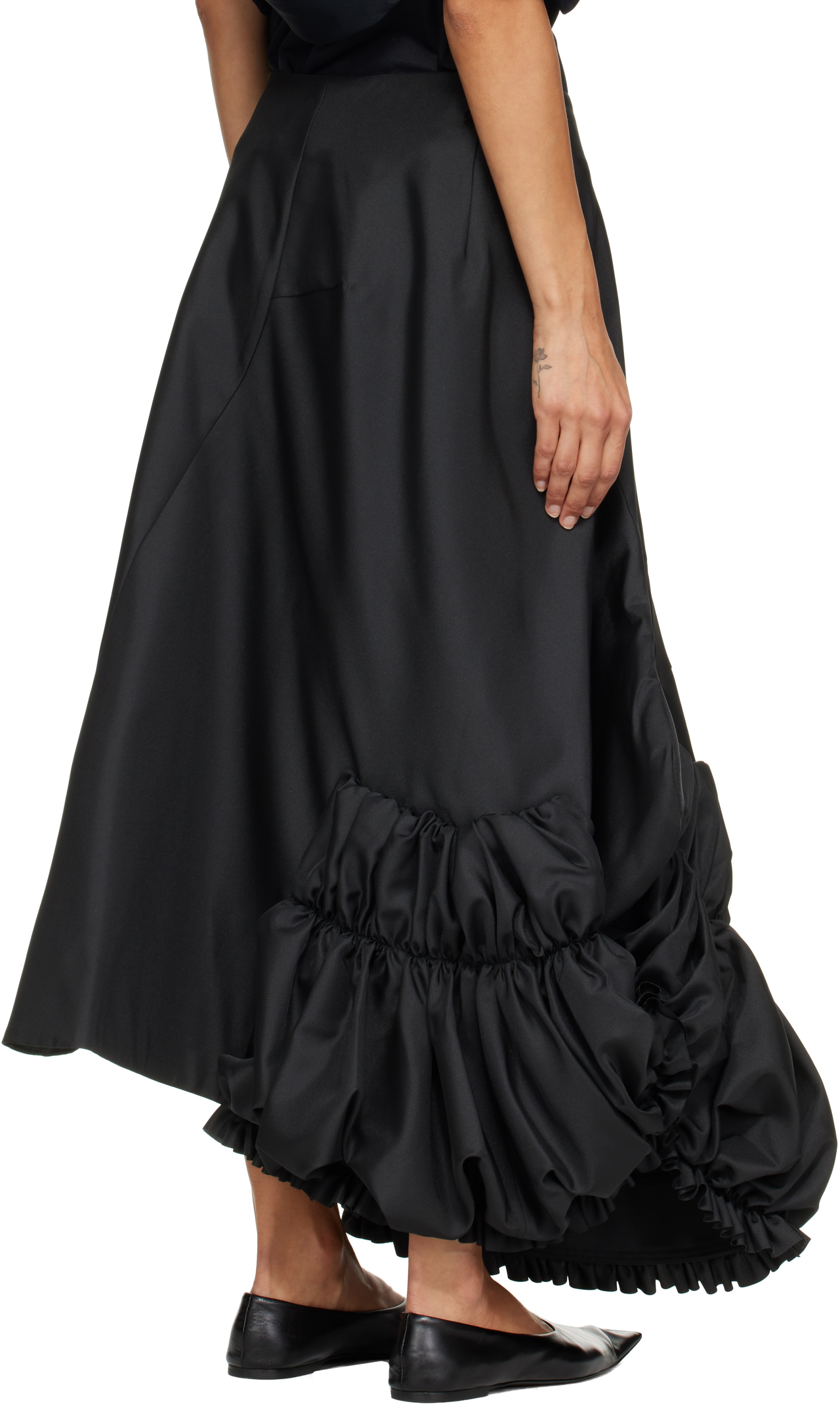 Comme des Garçons - Jupe midi noire en sergé