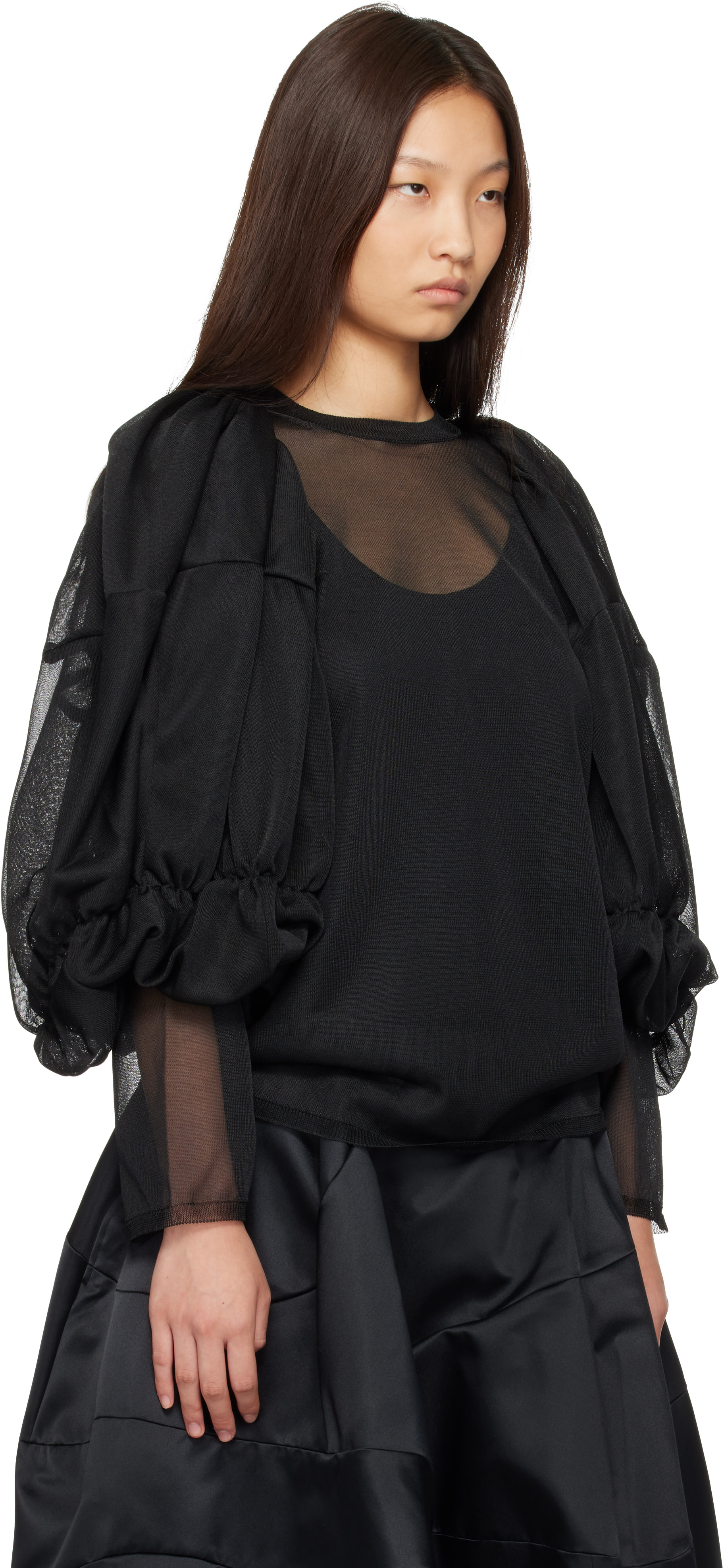 m*o様 Comme des Garçons バルーンスリーブ ブラックシャツ Comme des Garçons: ブラック シアー バルーンスリーブ シャツ