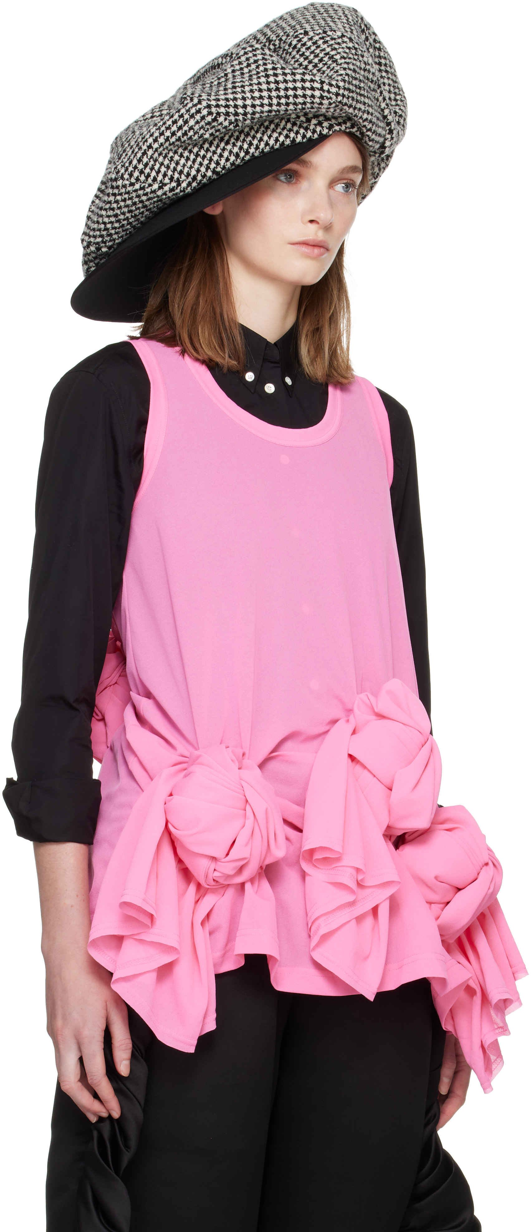 Comme des Garçons: Pink Thin Tricot Tank Top | SSENSE