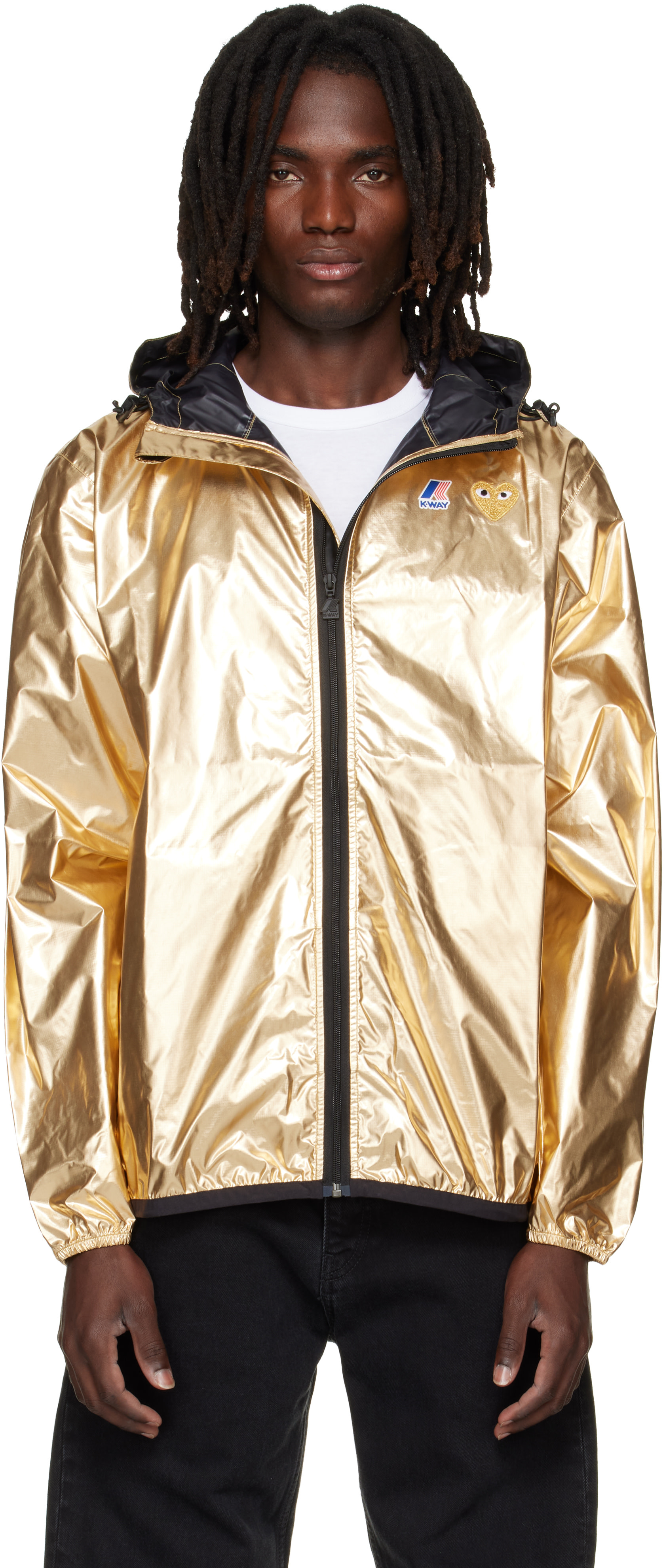 COMME des GARÇONS PLAY: Gold K-Way Edition Emblem Full Zip Jacket