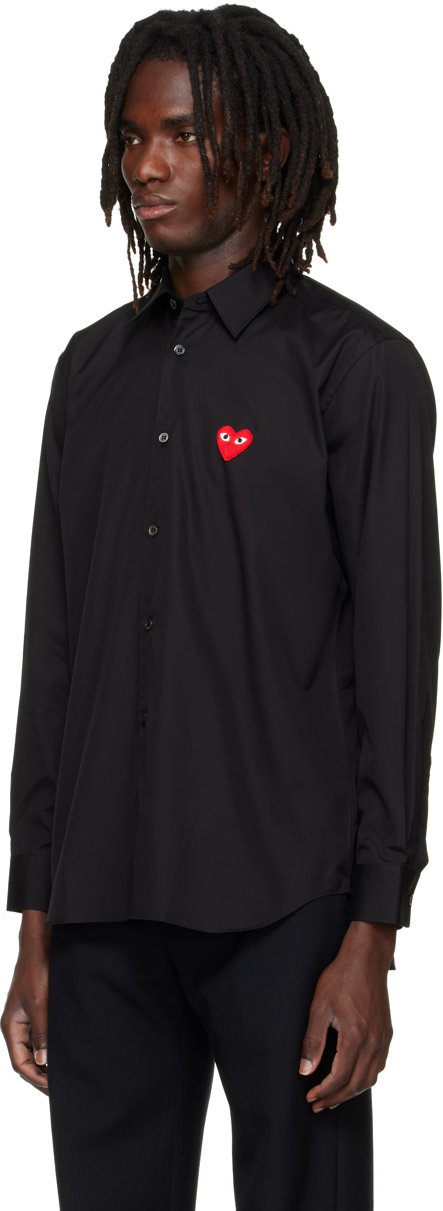 COMME des GARÇONS PLAY: ブラック ハート エンブレム シャツ | SSENSE