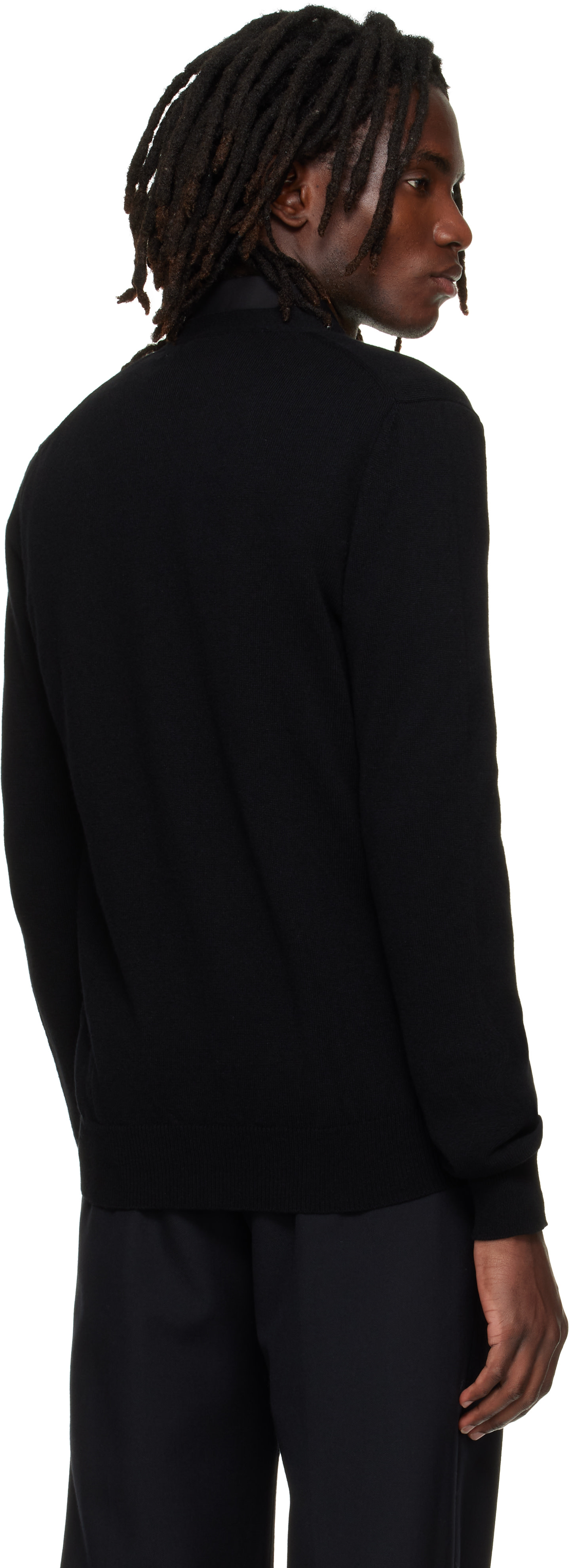 COMME des GARÇONS PLAY: Black Heart Emblem V-Neck Cardigan | SSENSE
