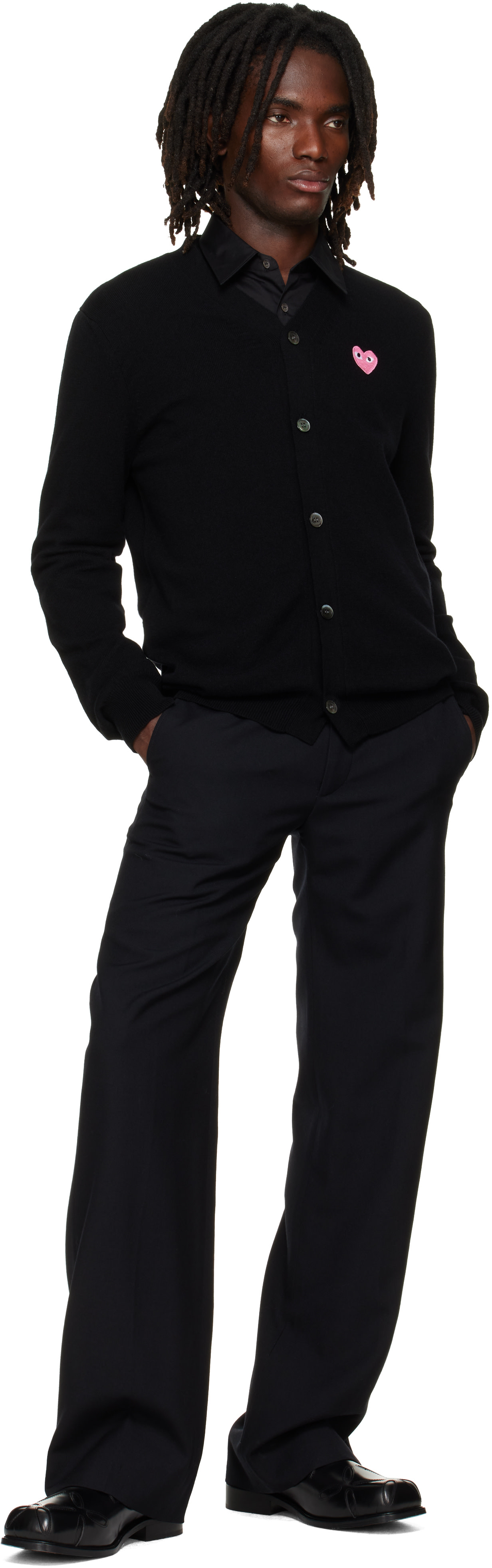 COMME des GARÇONS PLAY: Black Heart Emblem V-Neck Cardigan