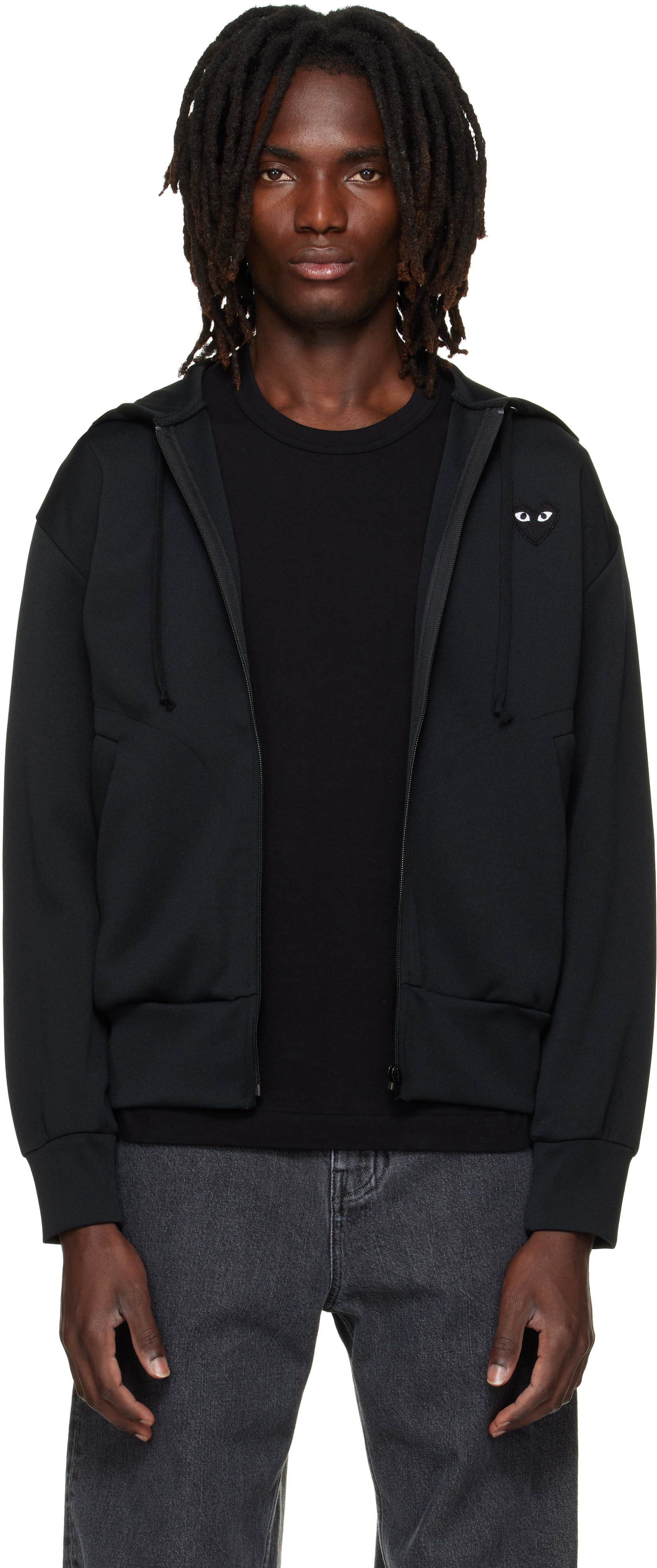 COMME des GARÇONS PLAY: ブラック ハート エンブレム ジップフーディ