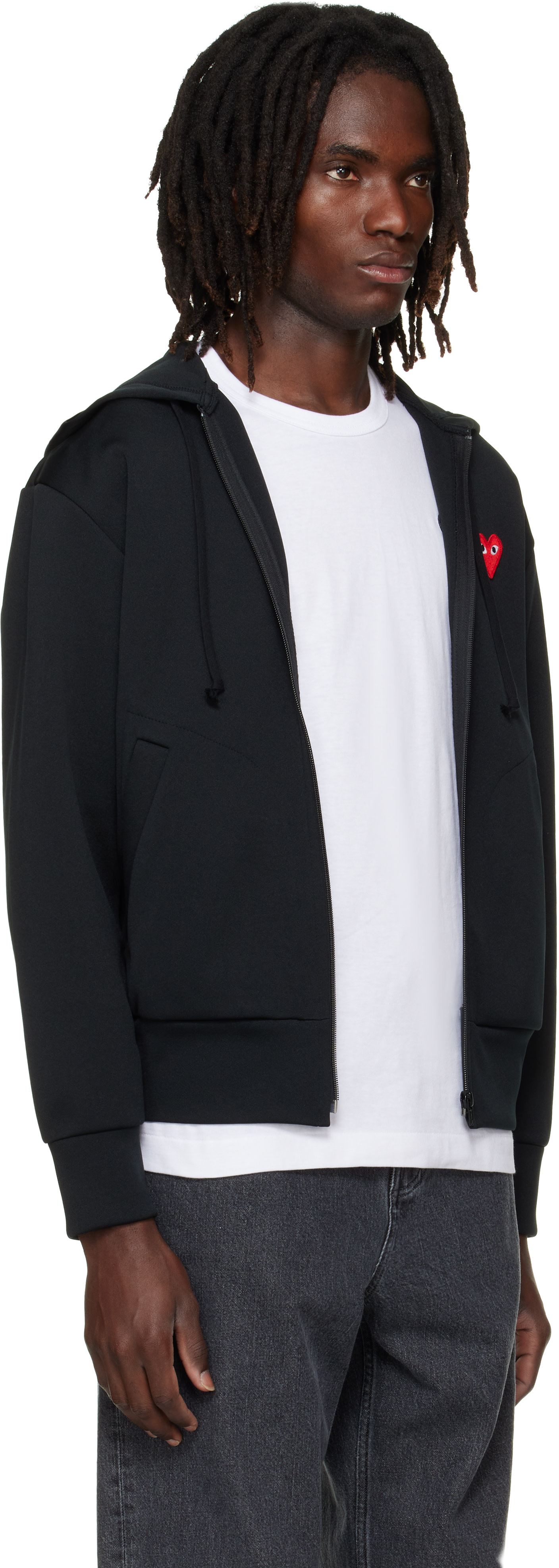 COMME des GARÇONS PLAY - Pull à capuche noir à logo de cœur
