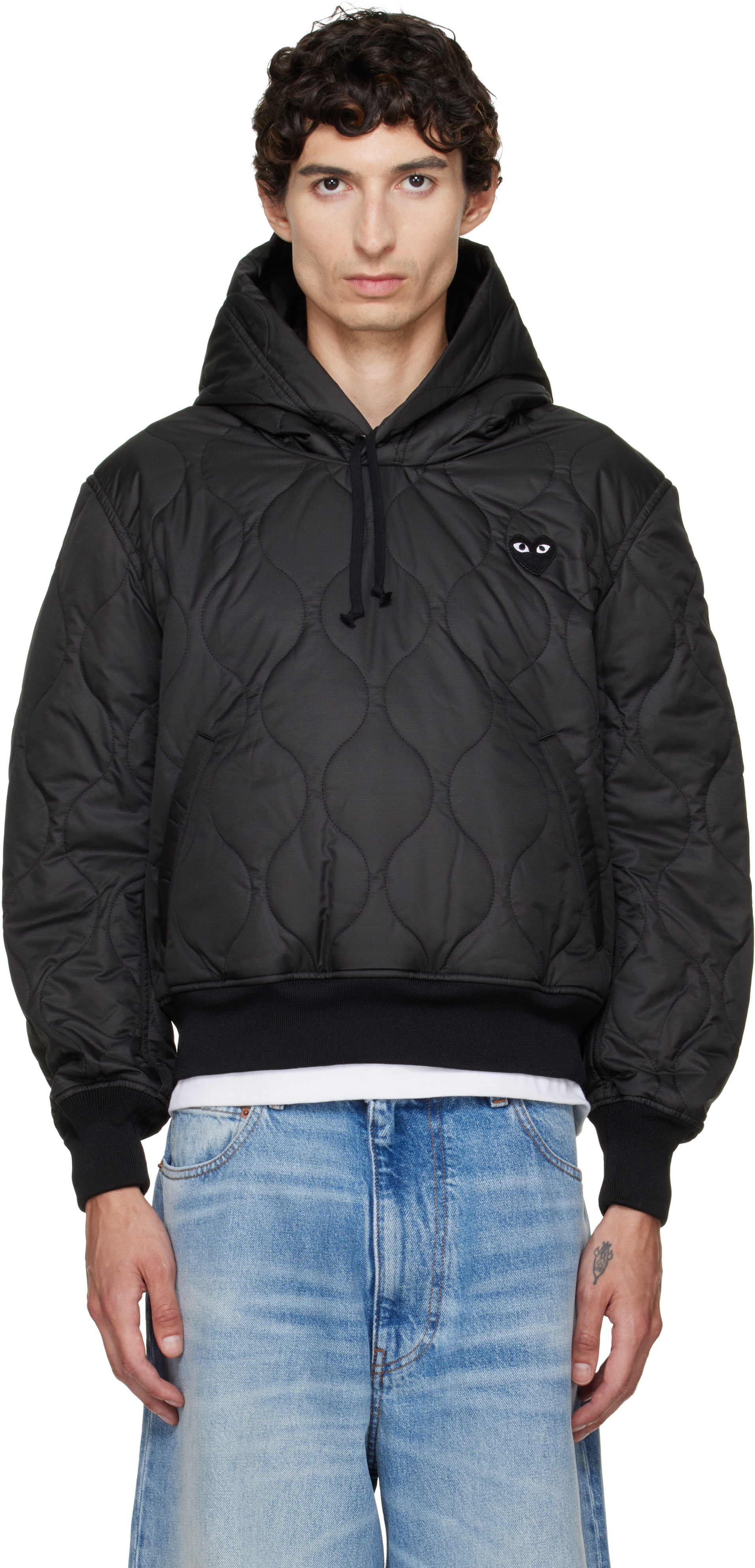 COMME des GARÇONS PLAY - Pull à capuche noir à logos de cœur