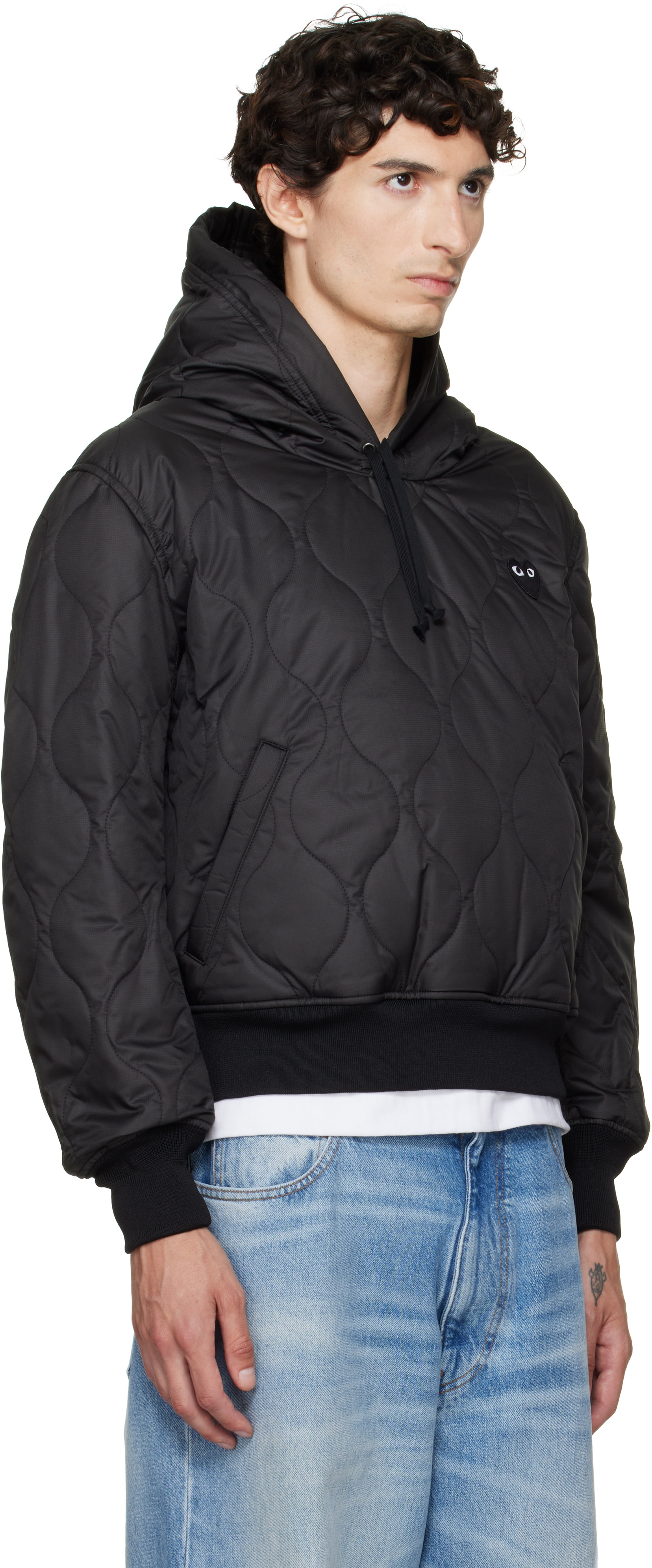 COMME des GARÇONS PLAY - Pull à capuche noir à logos de cœur