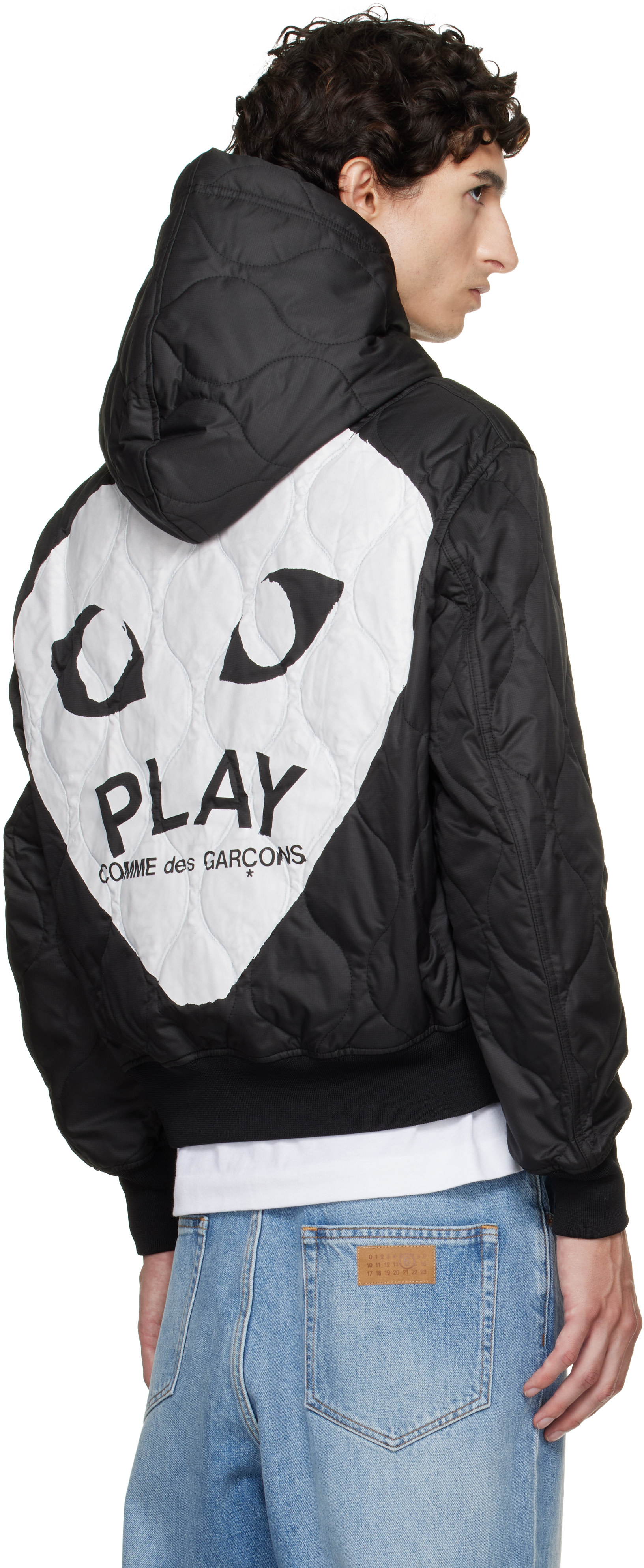 COMME des GARÇONS PLAY - Pull à capuche noir à logos de cœur
