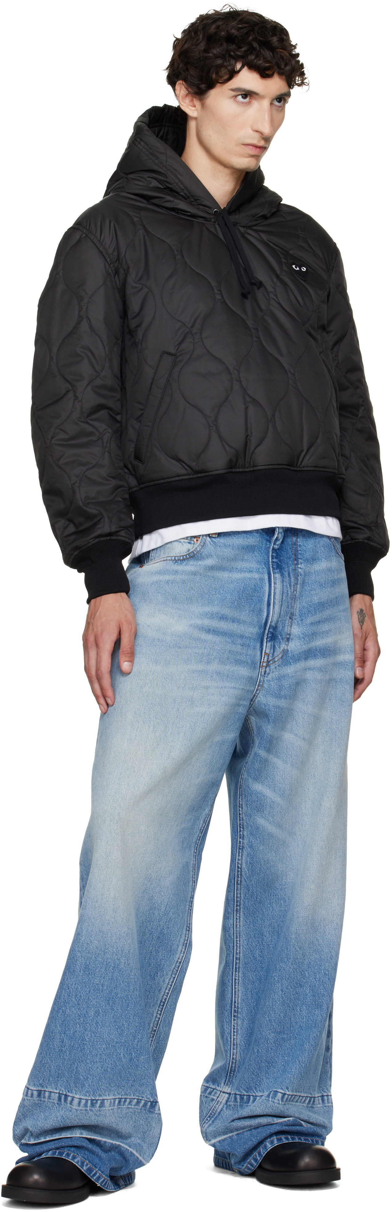 COMME des GARÇONS PLAY - Pull à capuche noir à logos de cœur