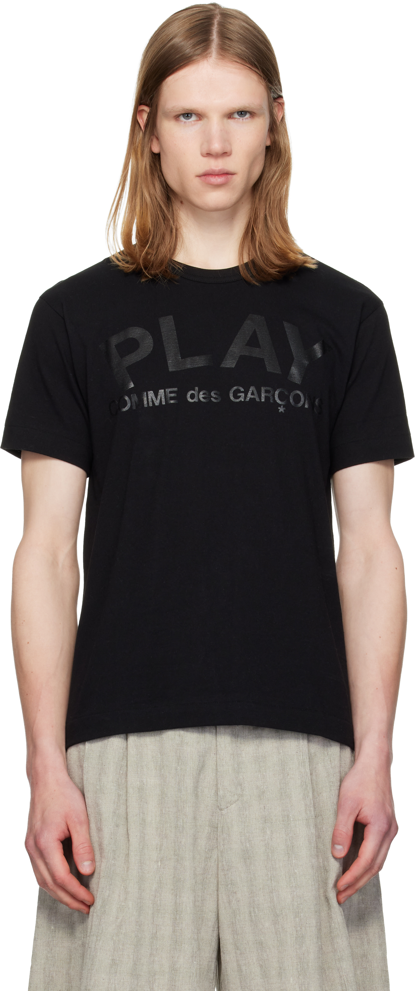 Comme des Garçons Play - 블랙 로고 텍스트 티셔츠