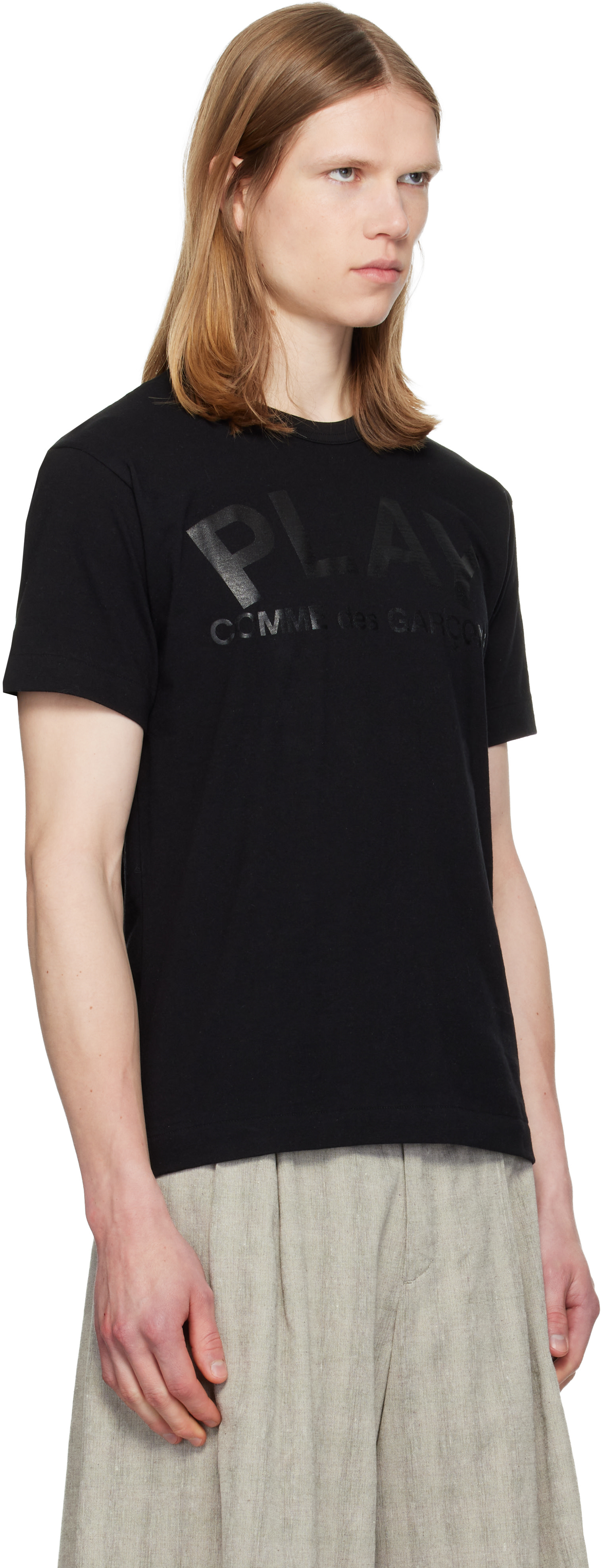 Comme des Garçons Play - 블랙 로고 텍스트 티셔츠