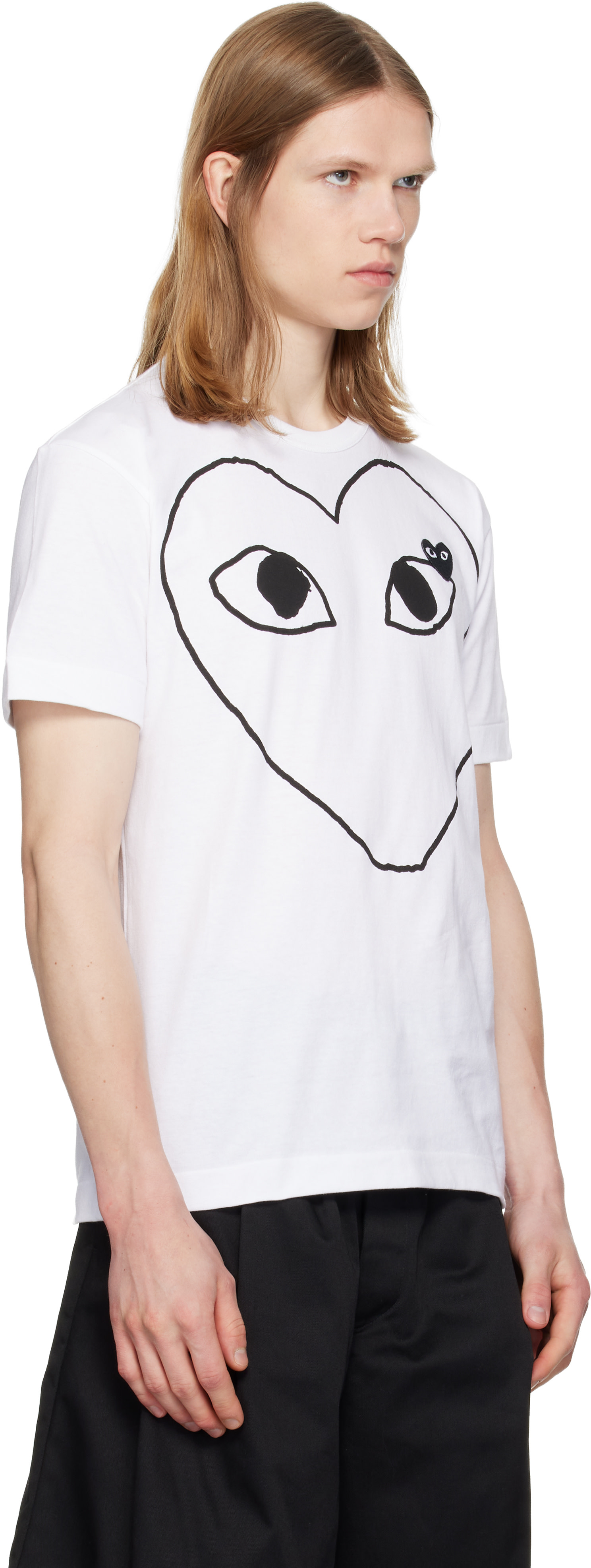COMME des GARÇONS PLAY: White Outline Heart T-shirt | SSENSE