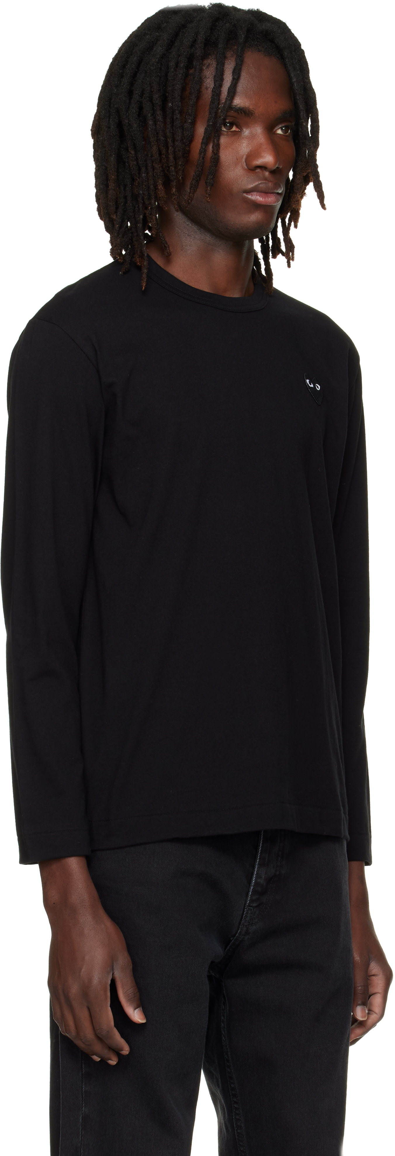 PLAY COMME des GARCONS 長袖 ブラック XS COMME des GARÇONS PLAY: ブラック ハート エンブレム 長袖Tシャツ