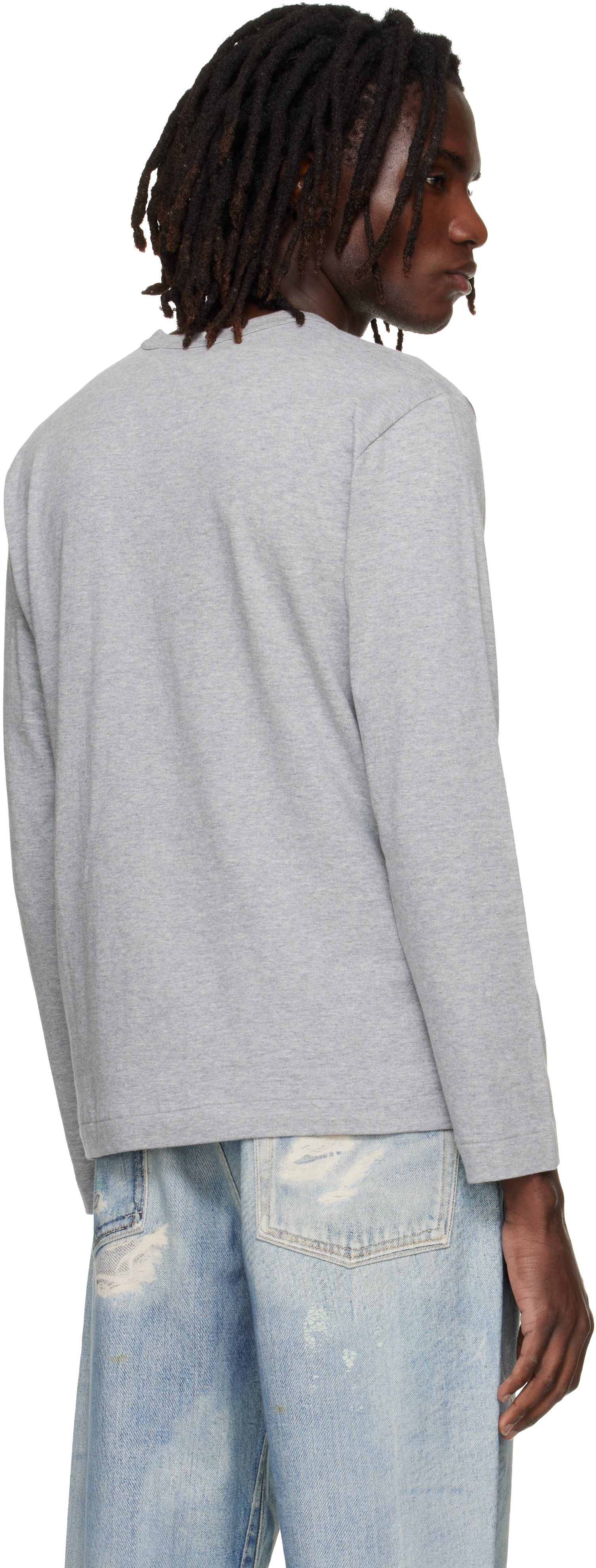 COMME des GARÇONS PLAY: グレー ハート エンブレム 長袖Tシャツ