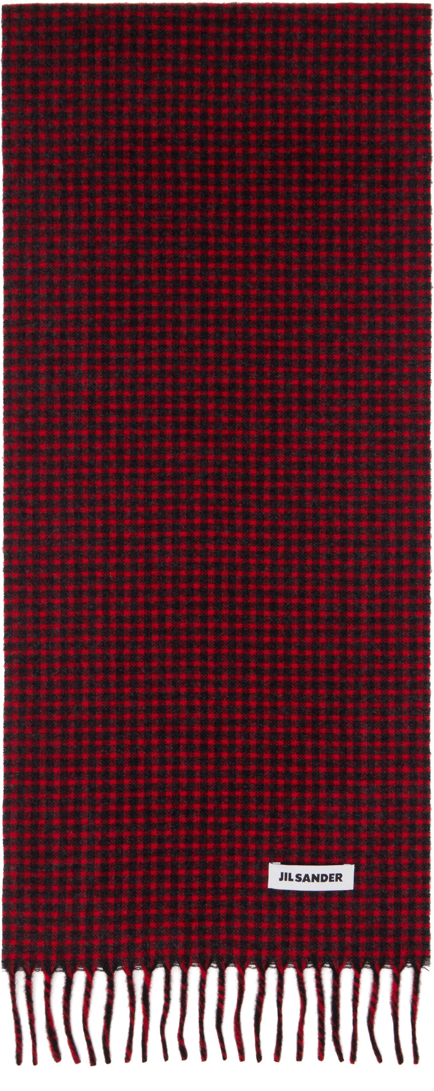 Jil Sander: Red & Black Check Scarf | SSENSE Singapore