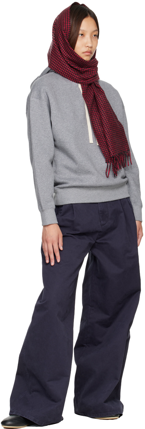 Jil Sander: Red & Black Check Scarf | SSENSE